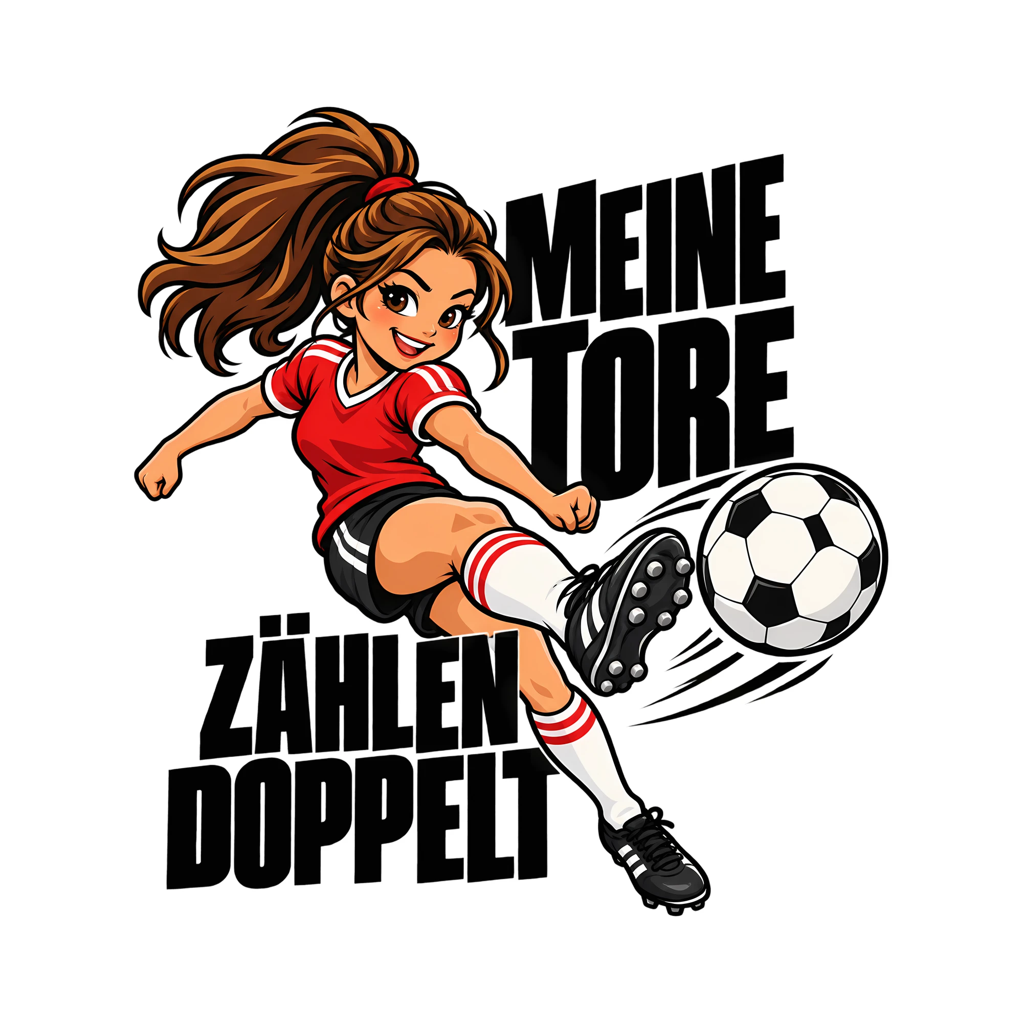 Bügelbild MEINE TORE ZÄHLEN DOPPELT als Grafik auf weißem Hintergrund (BB013878)