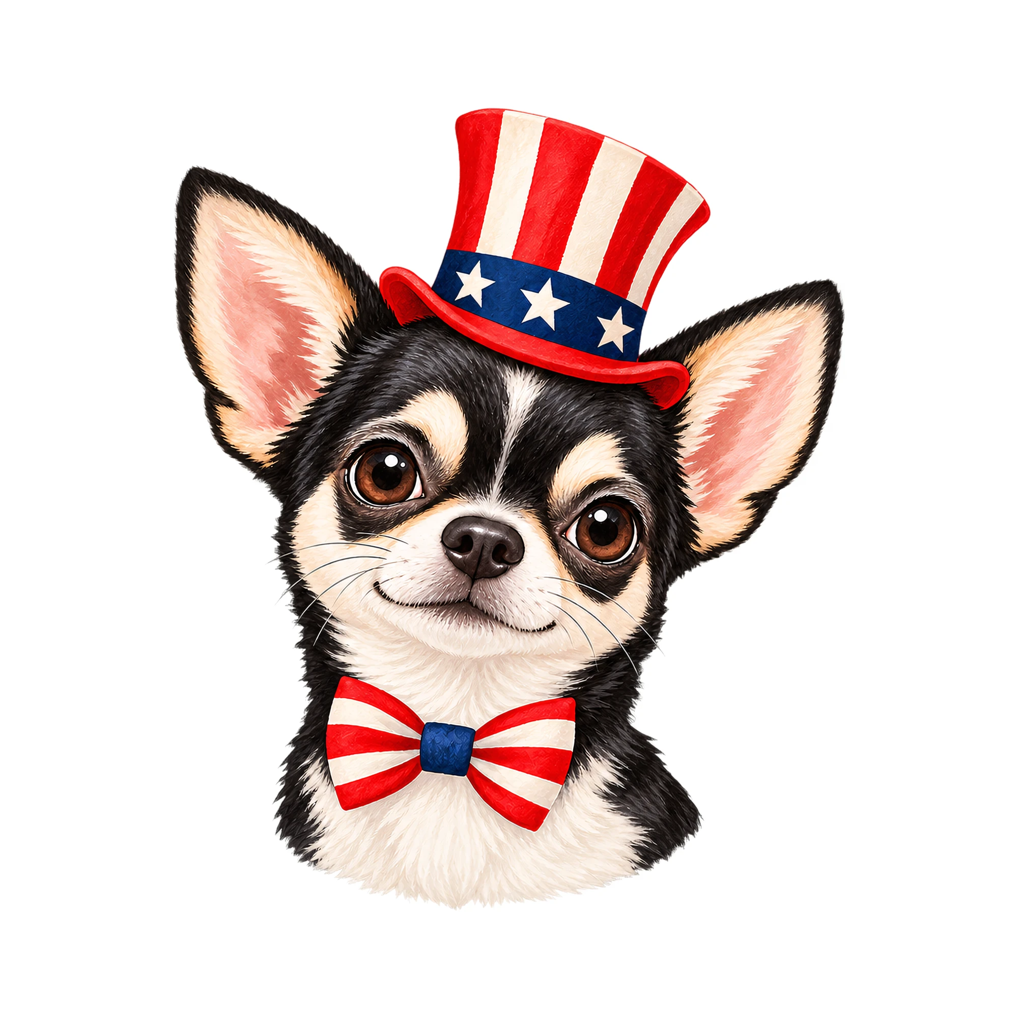 Bügelbild USA Chihuahua | Tiere Shirt Motiv als Grafik auf weißem Hintergrund (BB016101)