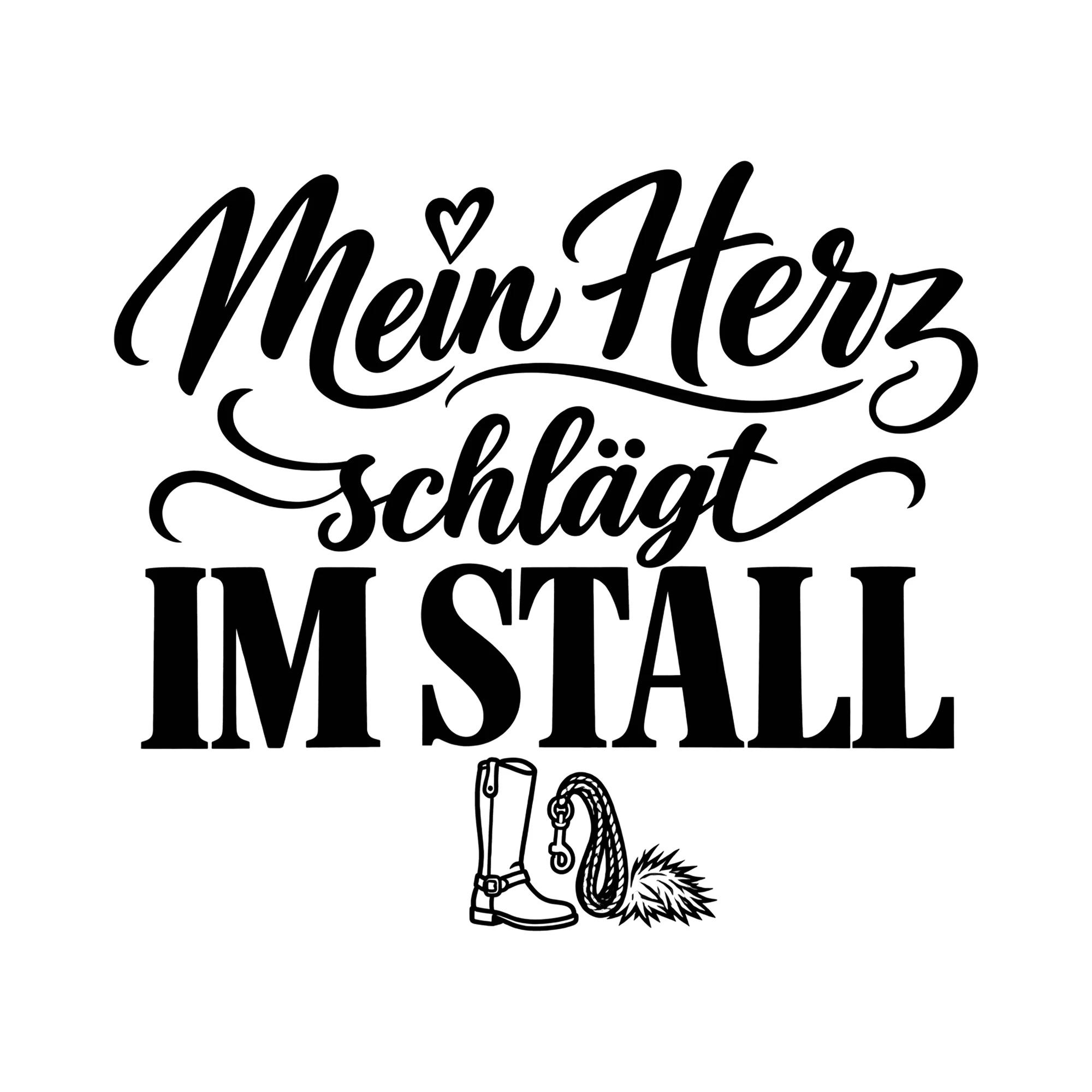 Bügelbild Mein Herz schlägt im Stall als Grafik auf weißem Hintergrund (BB013397)