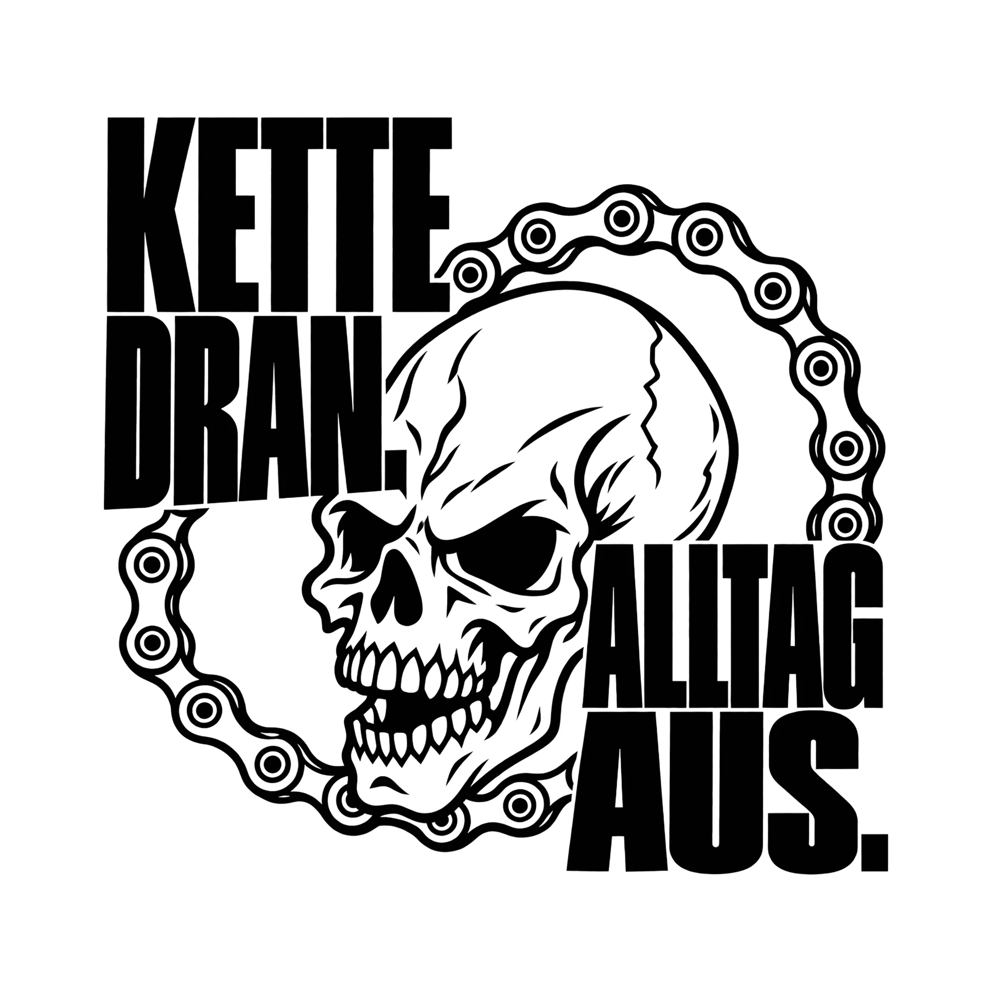 Bügelbild Kette dran. Alltag aus. als Grafik auf weißem Hintergrund (BB013775)