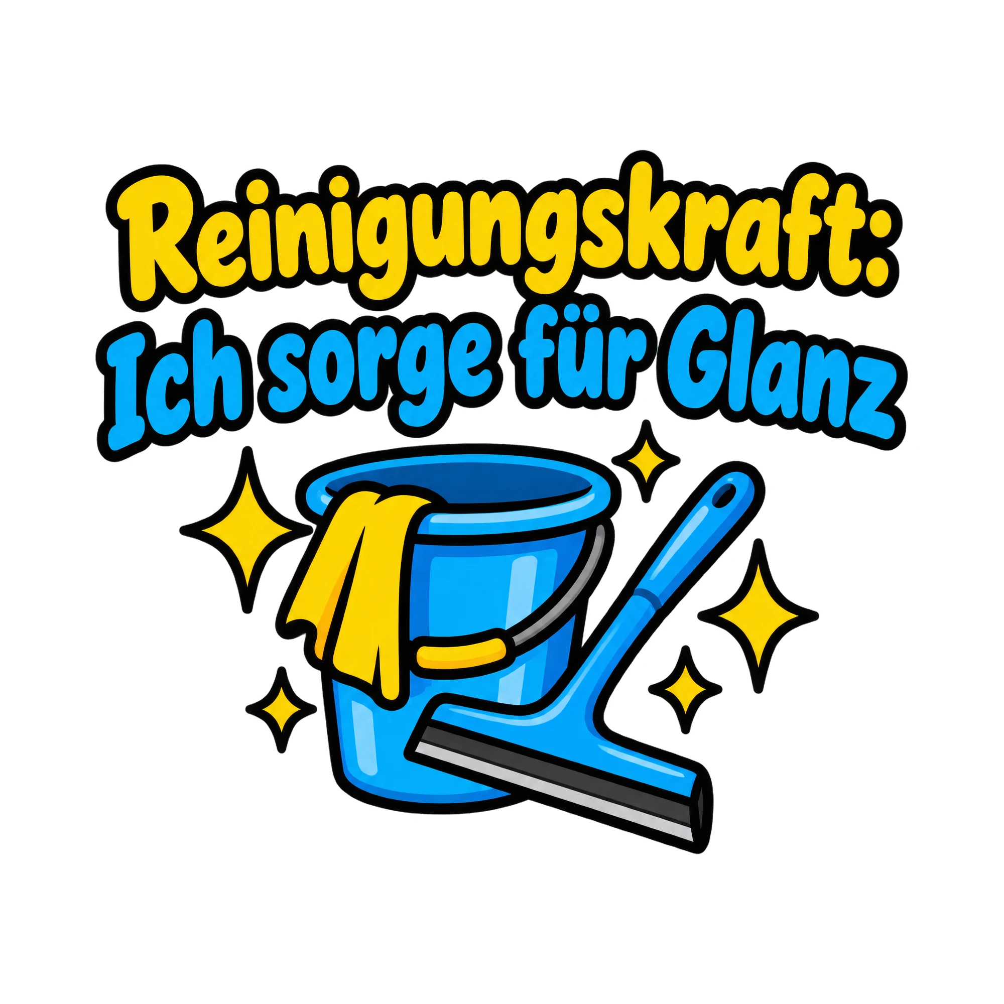 Bügelbild Reinigungskraft: Ich sorge für Glanz als Grafik auf weißem Hintergrund (BB018648)