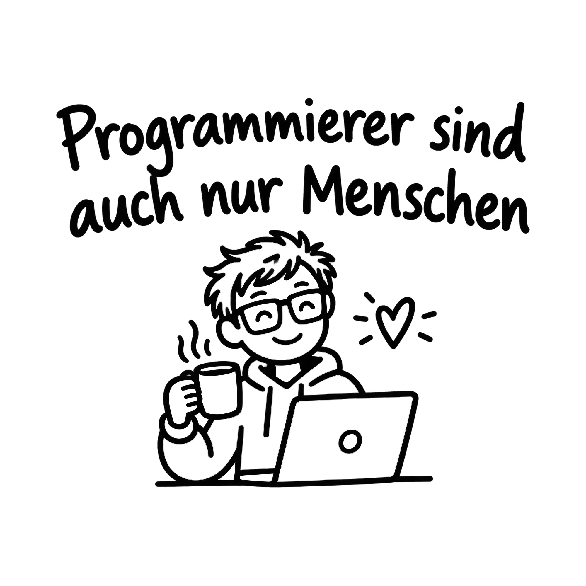 Bügelbild Programmierer sind auch nur Menschen als Grafik auf weißem Hintergrund (BB020373)
