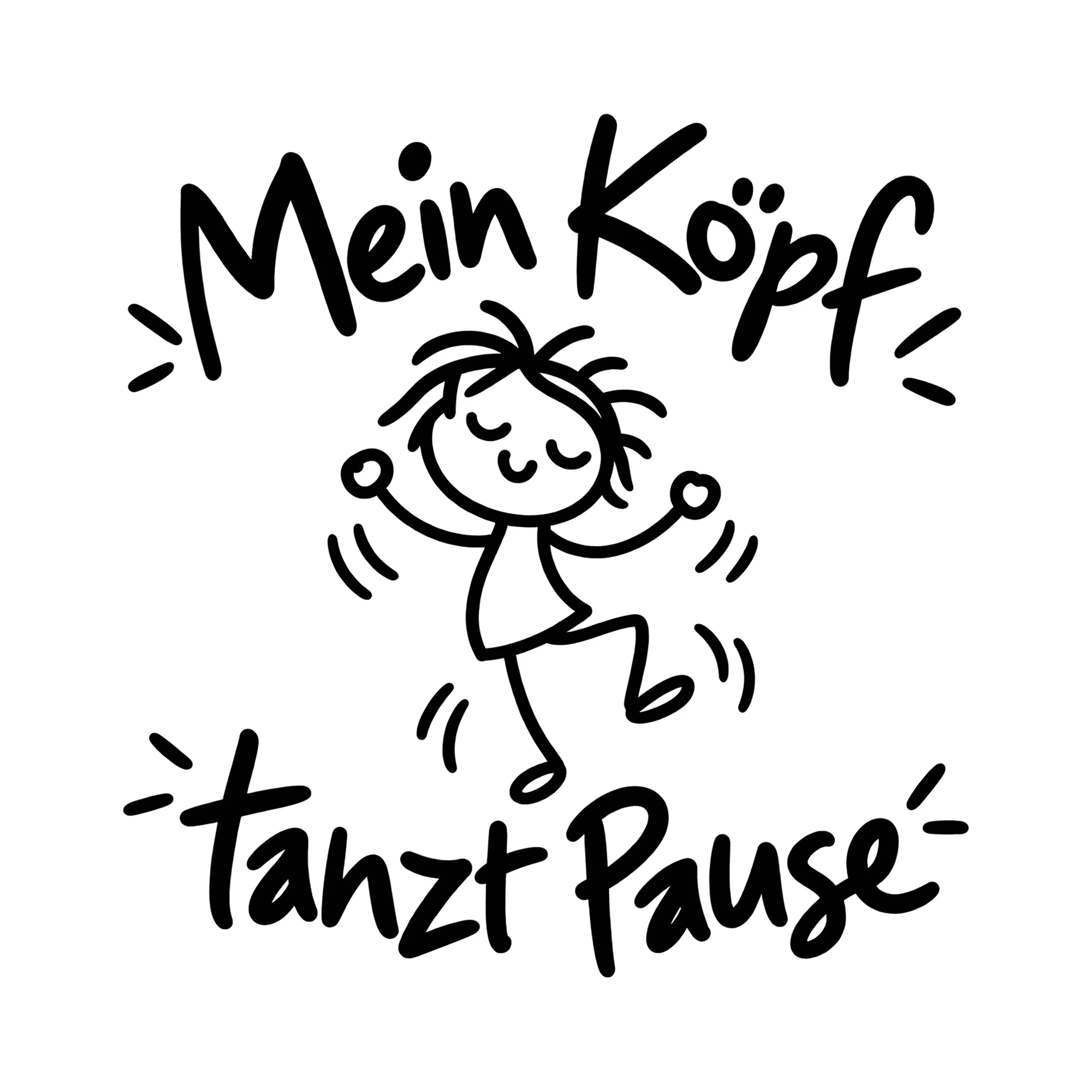 Bügelbild Mein Kopf tanzt Pause als Grafik auf weißem Hintergrund (BB012989)