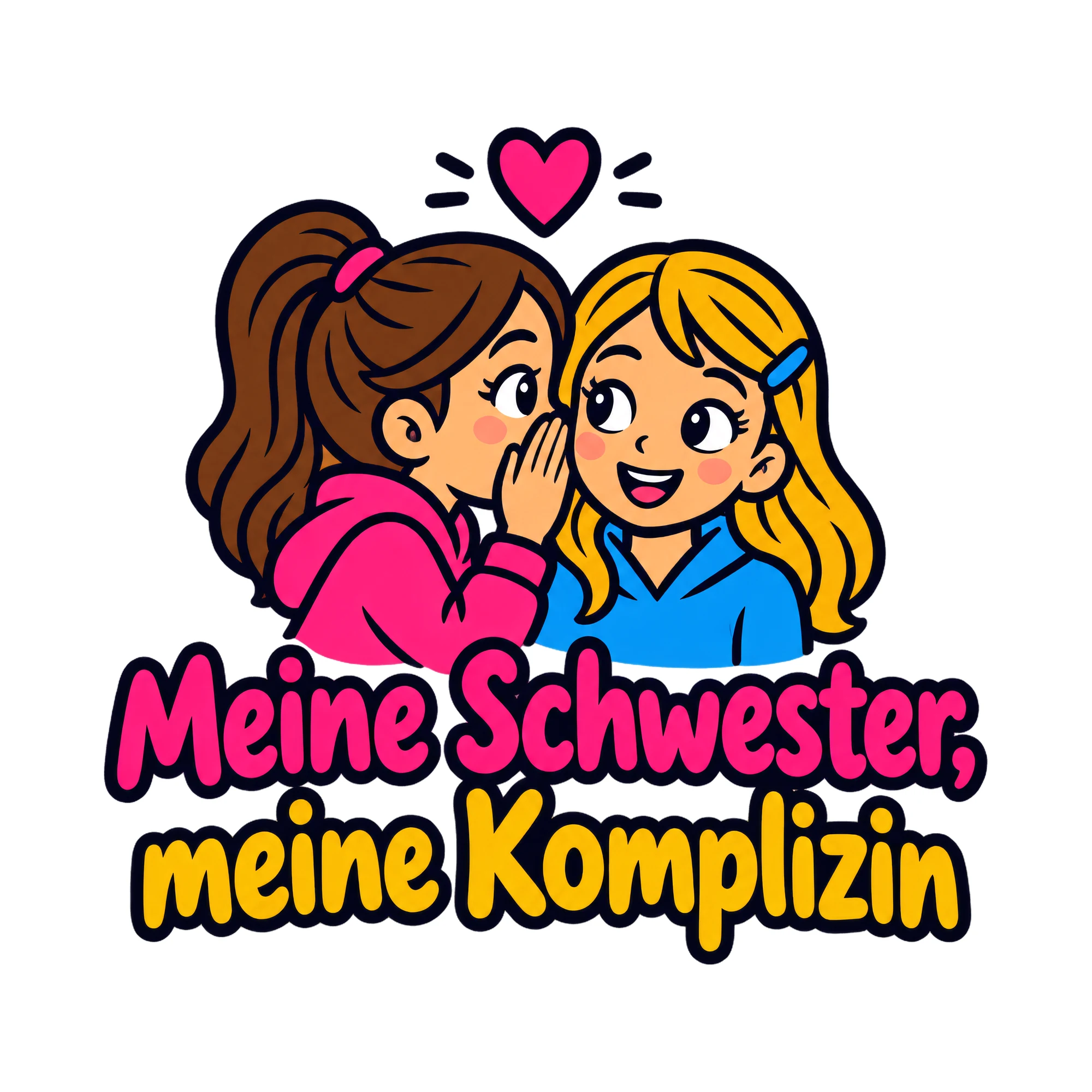 Bügelbild Meine Schwester, meine Komplizin als Grafik auf weißem Hintergrund (BB020072)