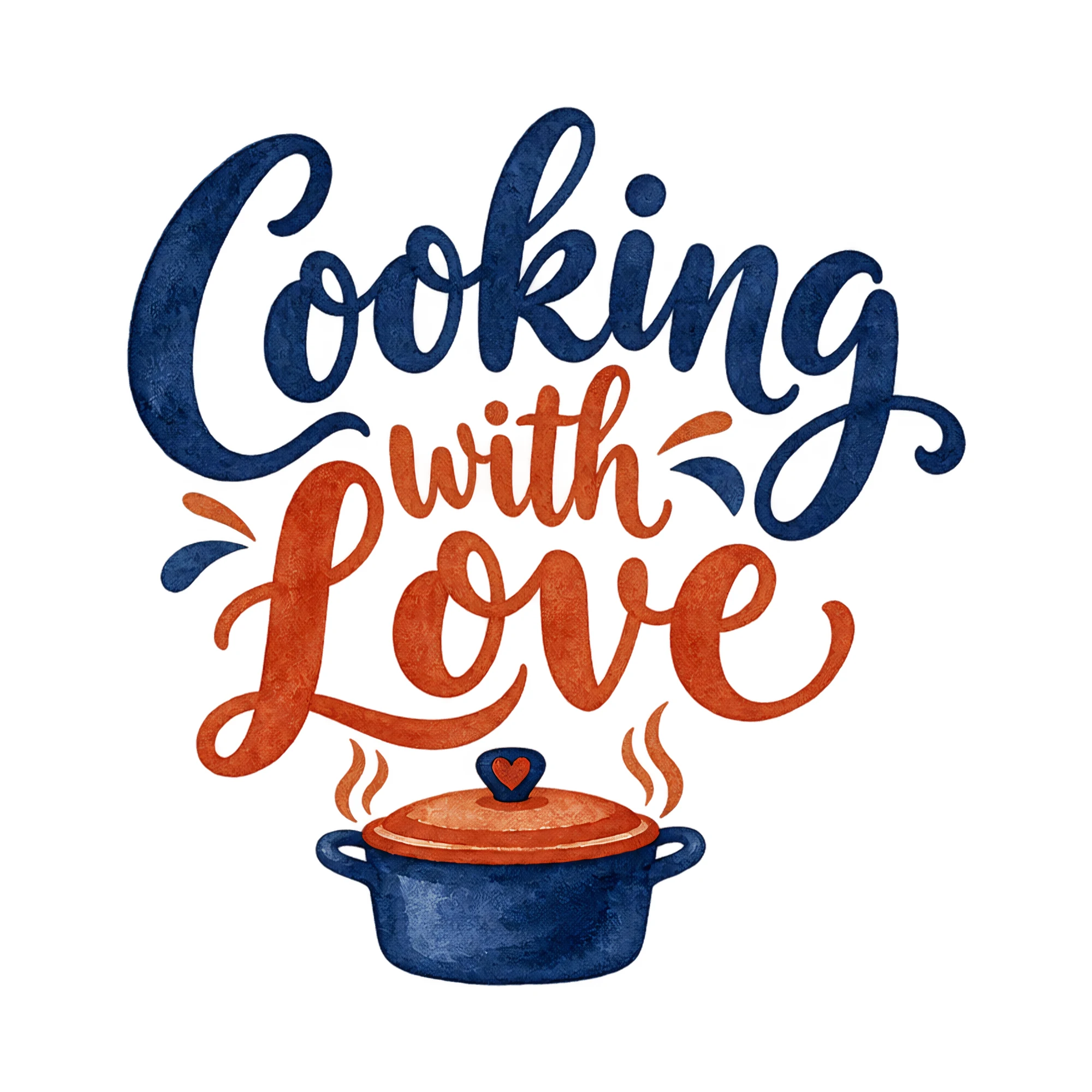 Bügelbild Cooking with Love, Familienshirt Spruch als Grafik auf weißem Hintergrund (BB017662)