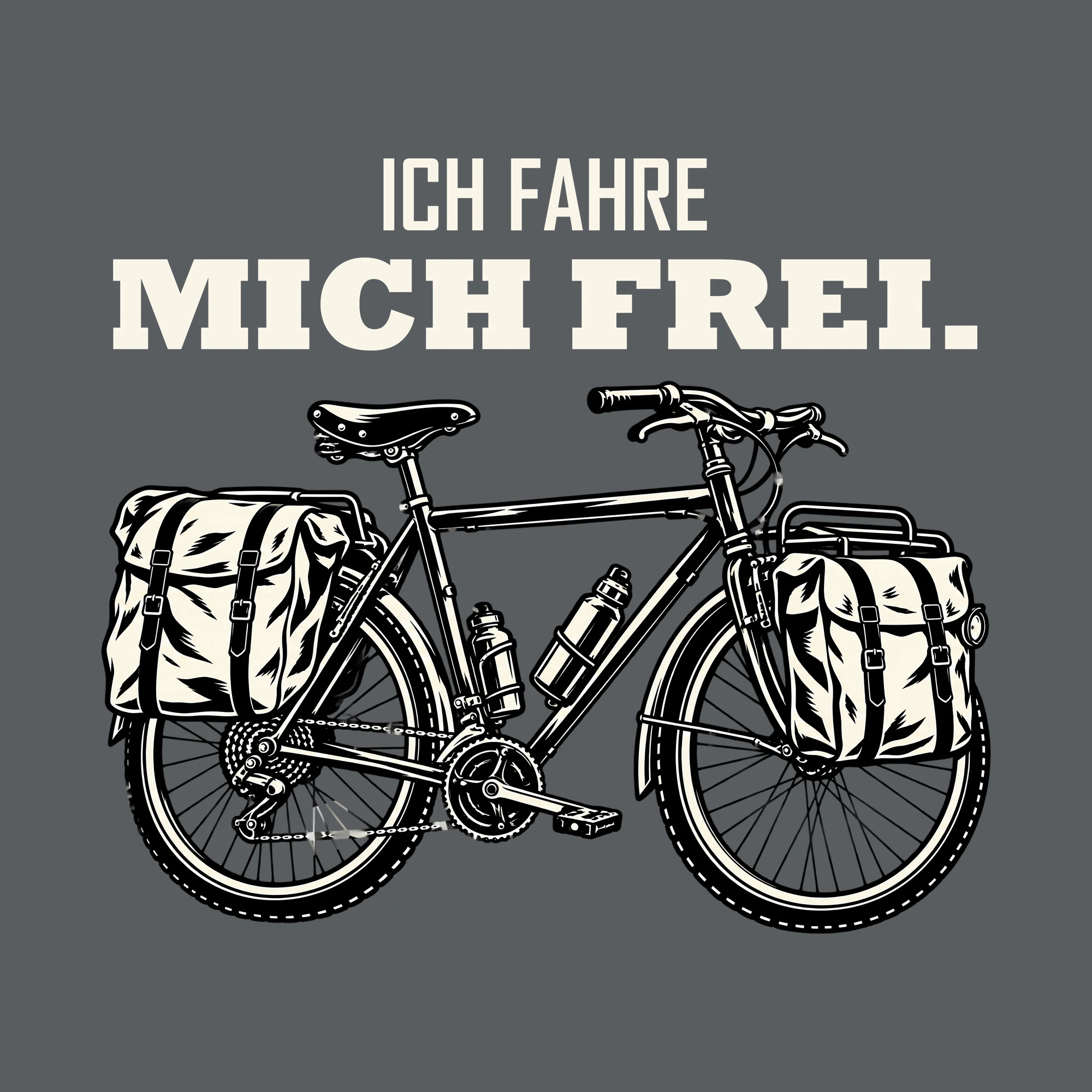 Bügelbild ICH FAHRE MICH FREI. als Grafik auf dunklem Hintergrund (BB013709)