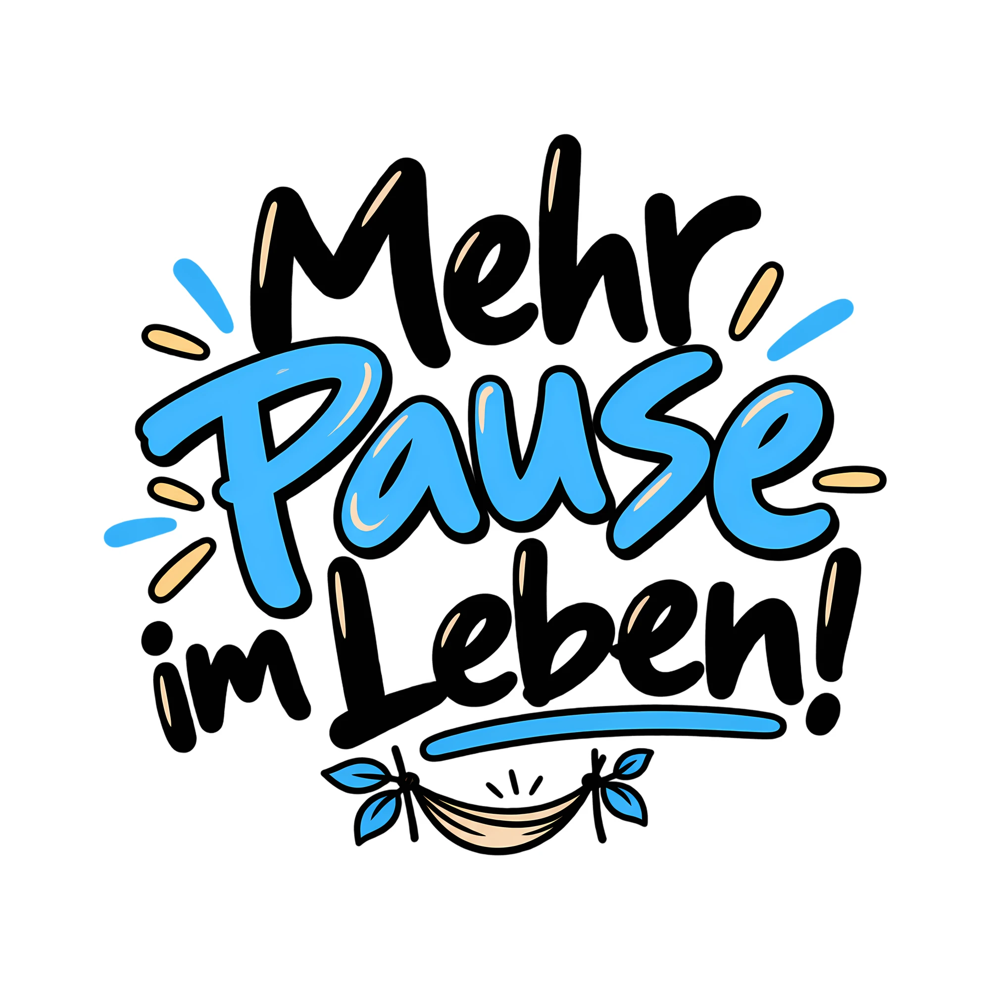 Bügelbild Mehr Pause im Leben! als Grafik auf weißem Hintergrund (BB014162)