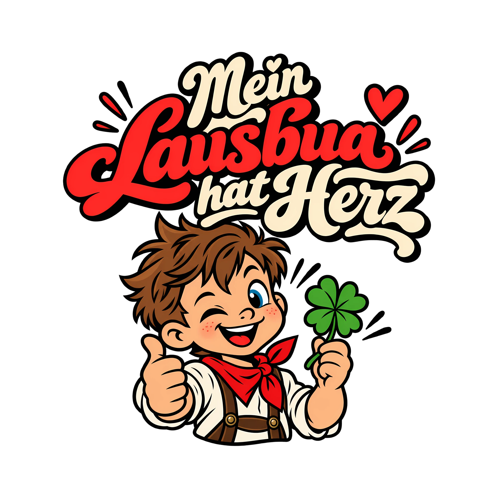 Bügelbild Mein Lausbua hat Herz als Grafik auf weißem Hintergrund (BB013540)