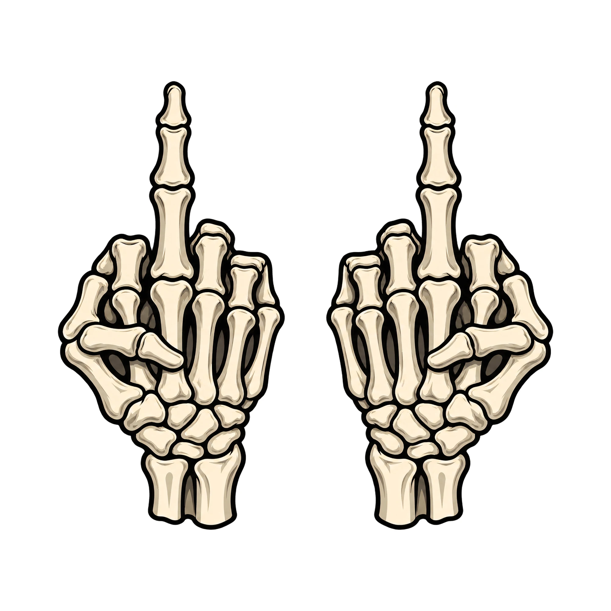 Bügelbild „Skelett Mittelfinger“, Lustiger Shirt Motiv als Grafik auf weißem Hintergrund (BB015724)