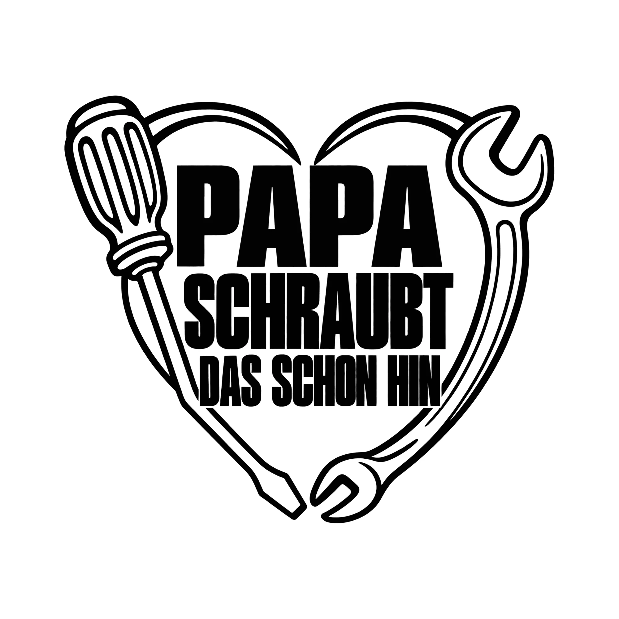 Bügelbild PAPA SCHRAUBT DAS SCHON HIN als Grafik auf weißem Hintergrund (BB012398)