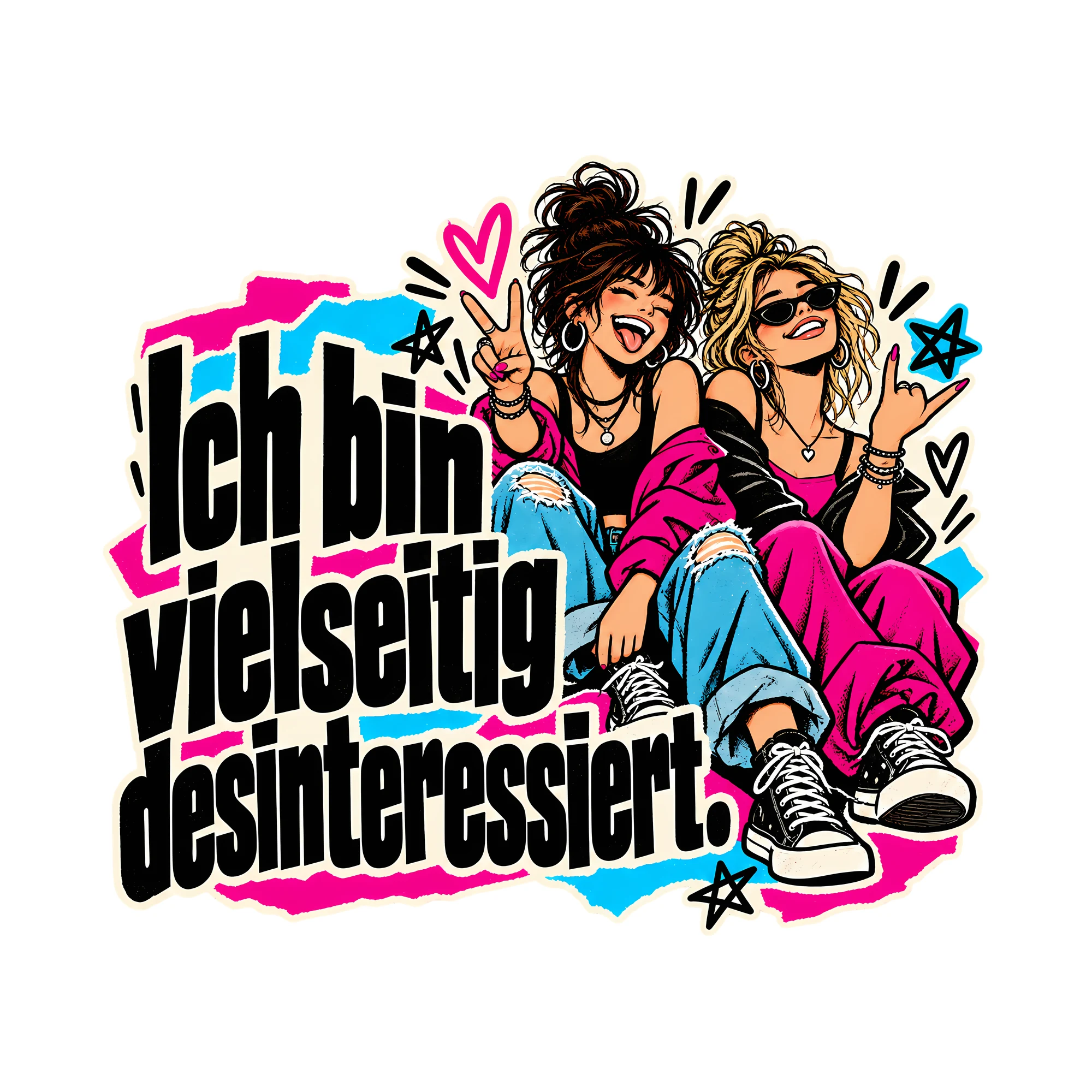 Bügelbild Ich bin vielseitig desinteressiert., Lustiger Shirt Spruch als Grafik auf weißem Hintergrund (BB014677)
