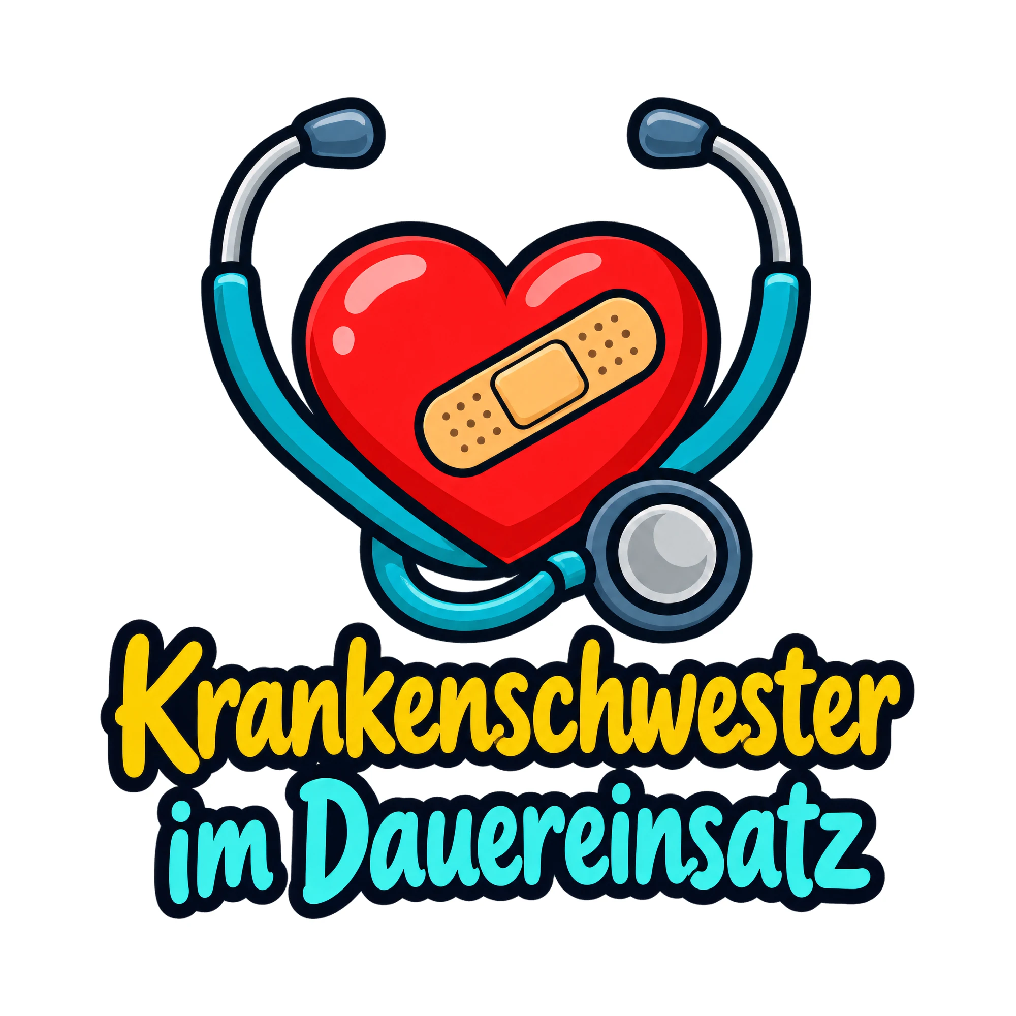 Bügelbild Krankenschwester im Dauereinsatz, Beruf Shirt Spruch als Grafik auf weißem Hintergrund (BB016636)