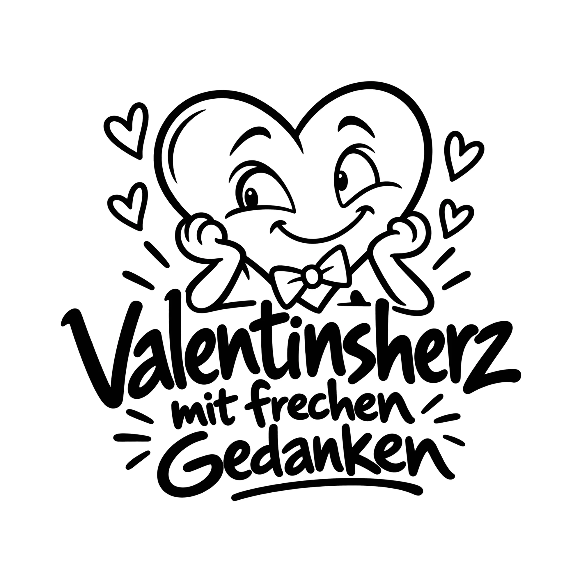 Bügelbild Valentinsherz mit frechen Gedanken als Grafik auf weißem Hintergrund (BB013585)
