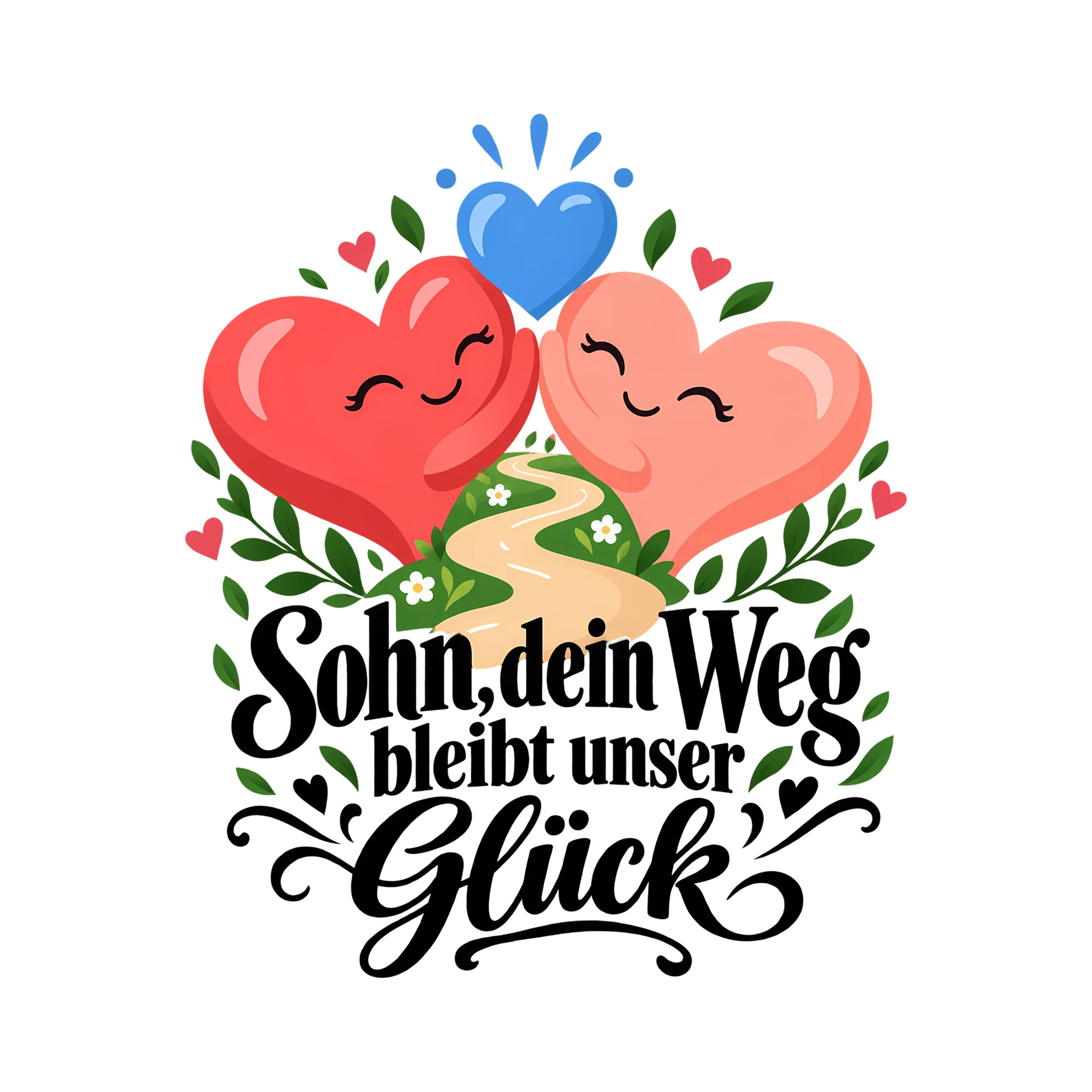 Bügelbild Sohn, dein Weg bleibt unser Glück als Grafik auf weißem Hintergrund (BB013604)