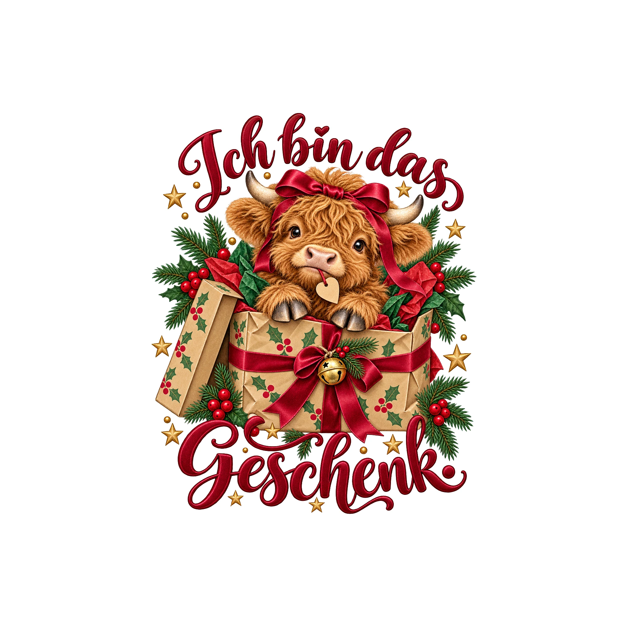 Bügelbild Ich bin das Geschenk. als Grafik auf weißem Hintergrund (BB011347)
