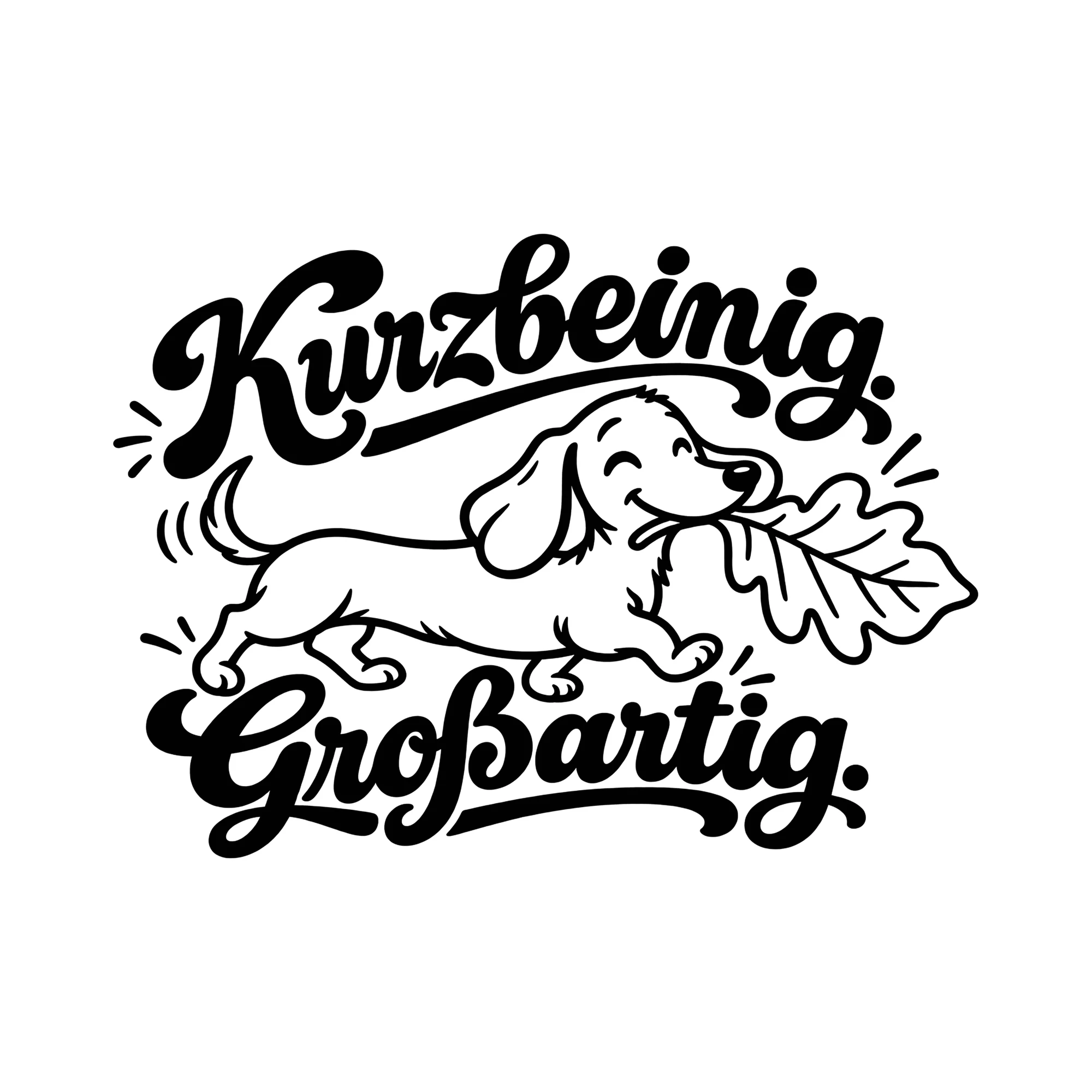 Bügelbild Kurzbeinig. Großartig. als Grafik auf weißem Hintergrund (BB012924)