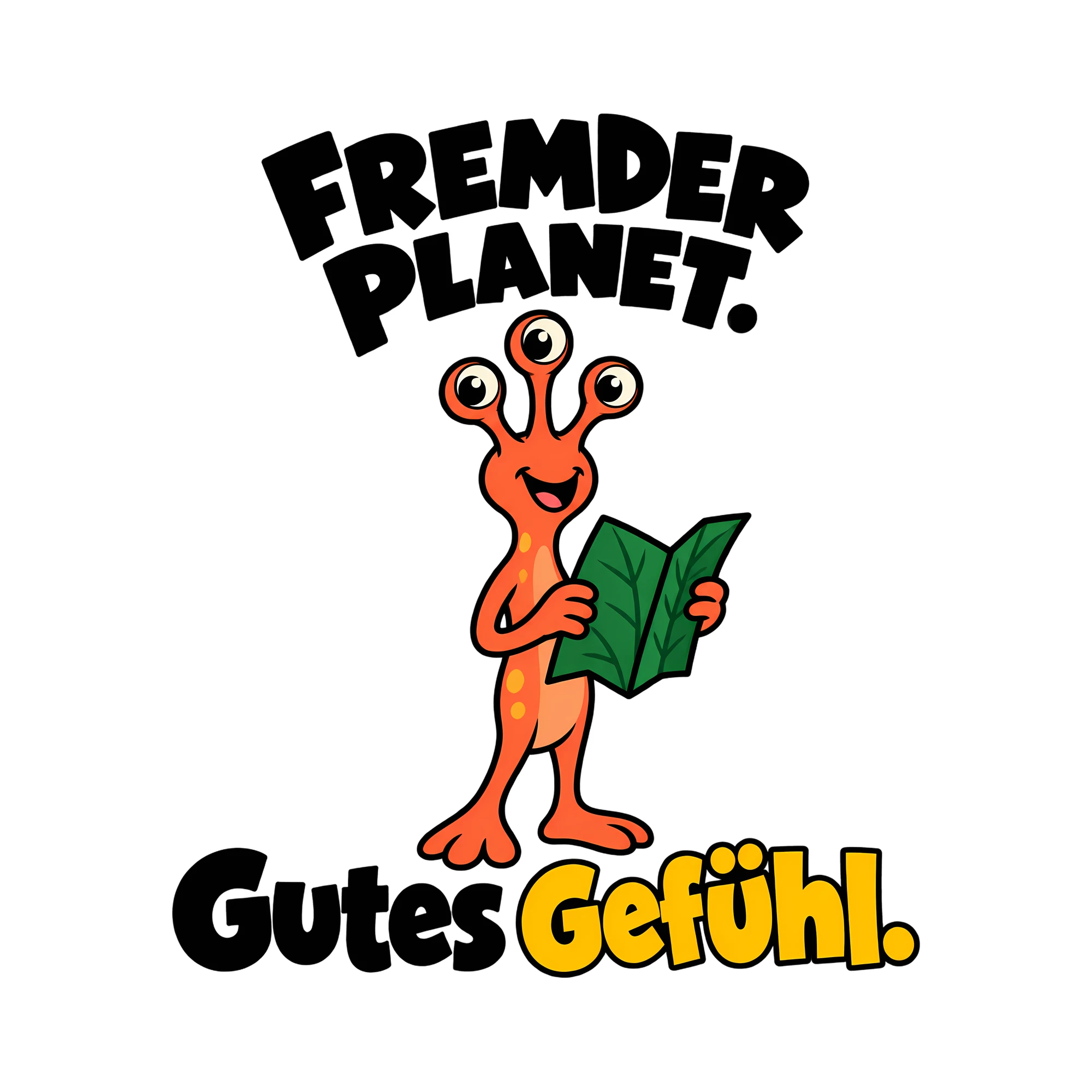 Bügelbild Fremder Planet. Gutes Gefühl. als Grafik auf weißem Hintergrund (BB014464)