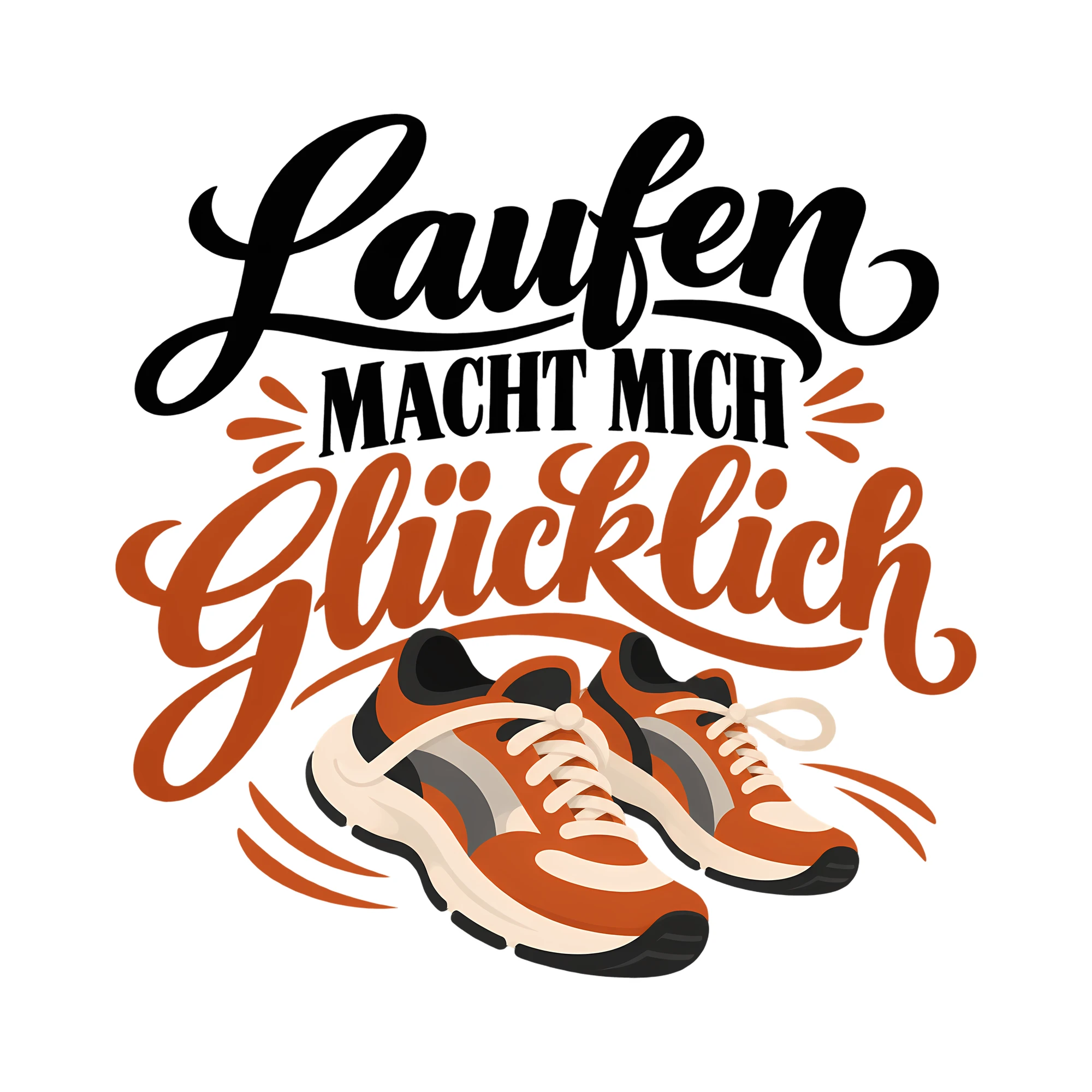 Bügelbild Laufen macht mich glücklich als Grafik auf weißem Hintergrund (BB013747)