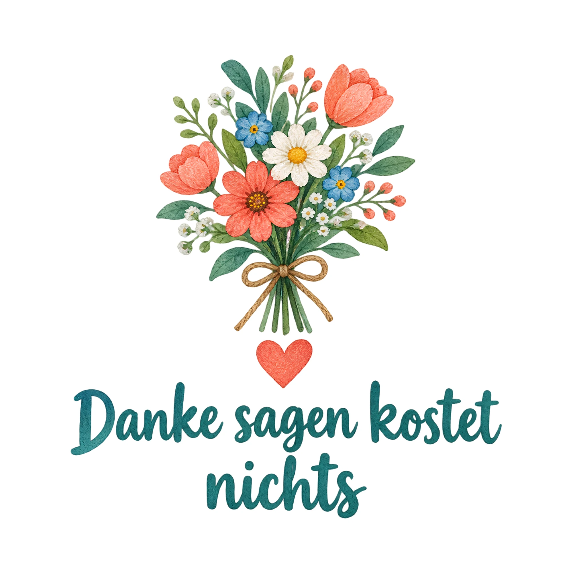 Bügelbild Danke sagen kostet nichts, Beruf Shirt Spruch als Grafik auf weißem Hintergrund (BB020219)