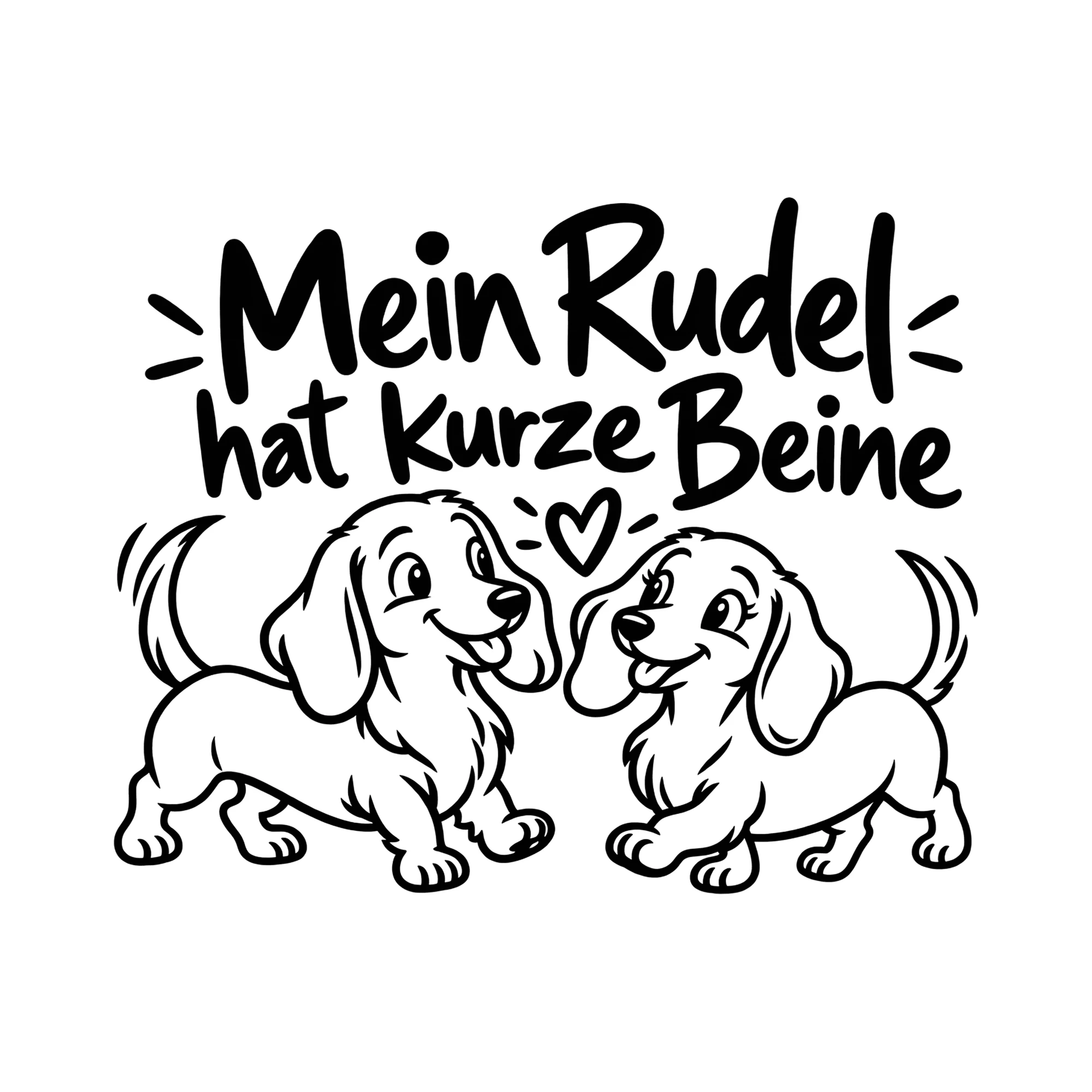 Bügelbild Mein Rudel hat kurze Beine als Grafik auf weißem Hintergrund (BB012965)
