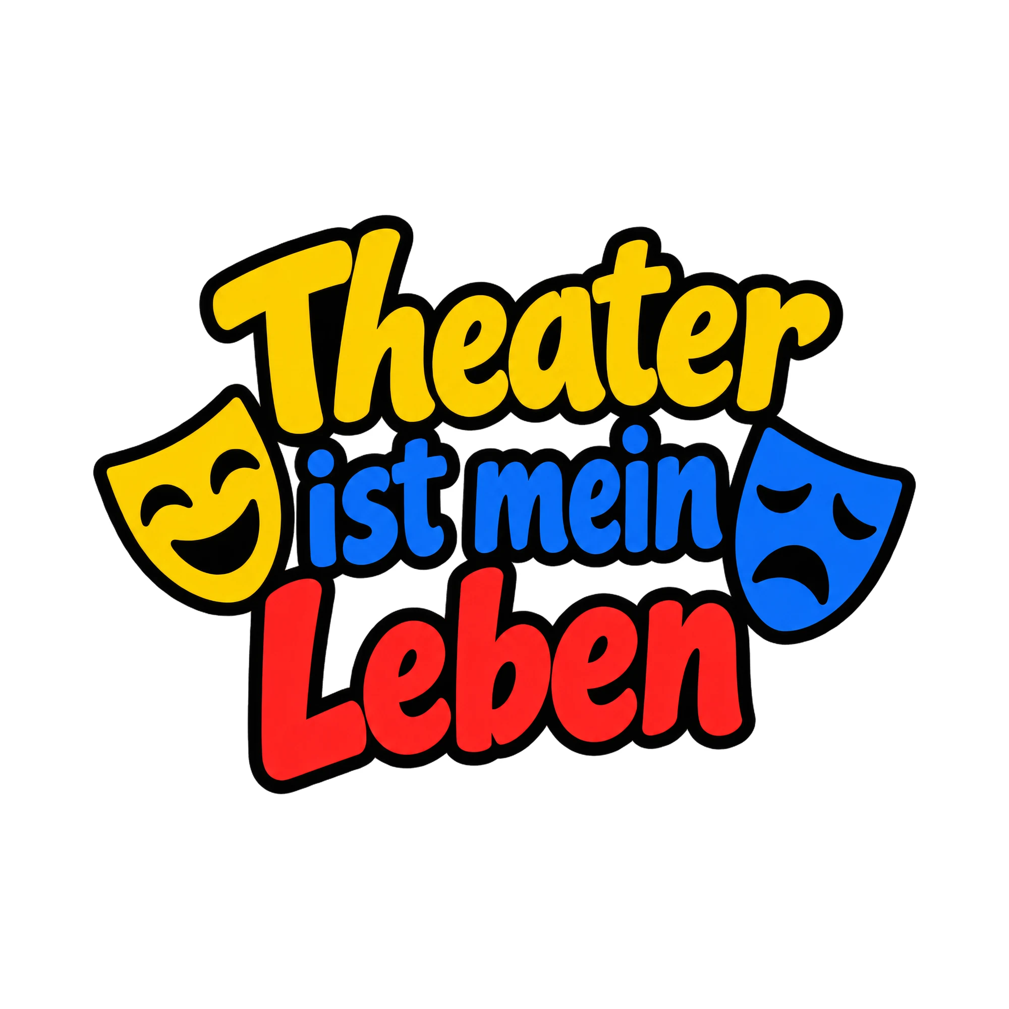 Bügelbild Theater ist mein Leben als Grafik auf weißem Hintergrund (BB018531)