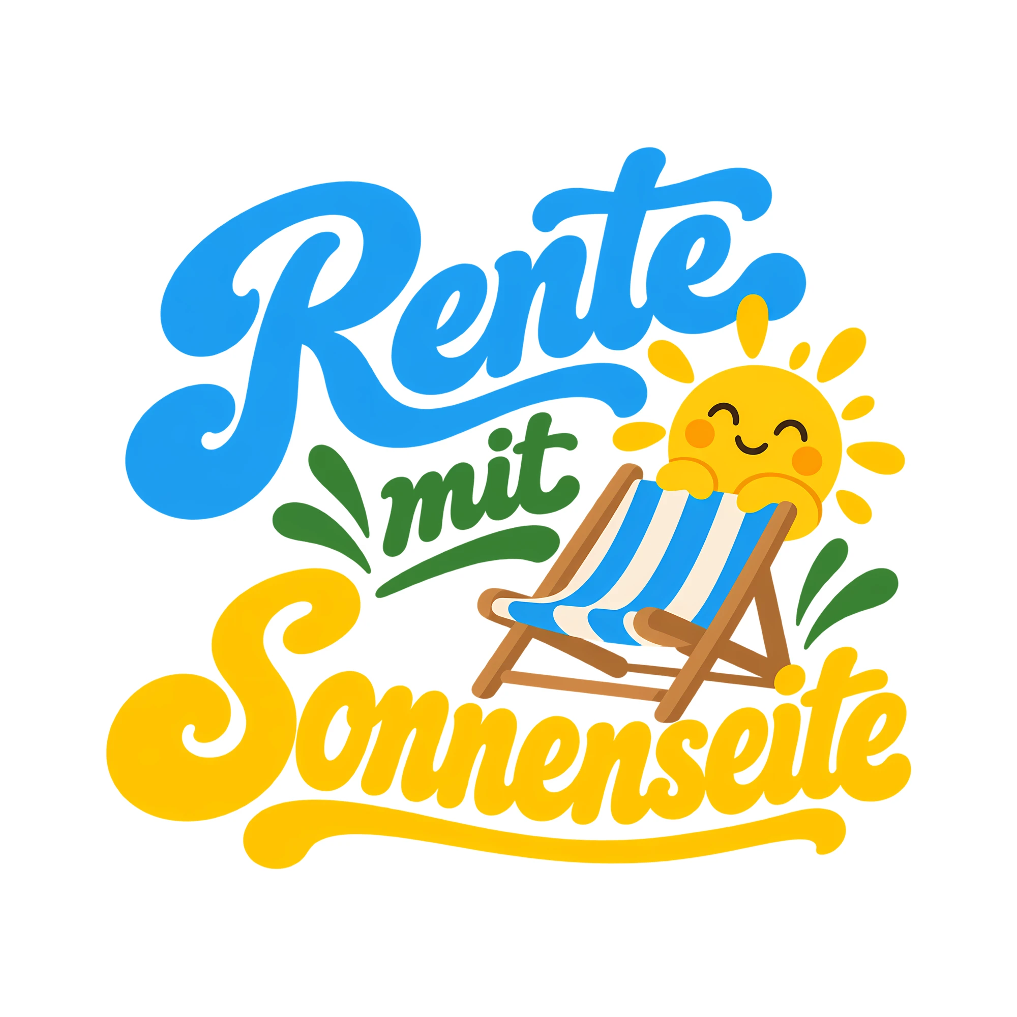 Bügelbild Rente mit Sonnenseite als Grafik auf weißem Hintergrund (BB011731)