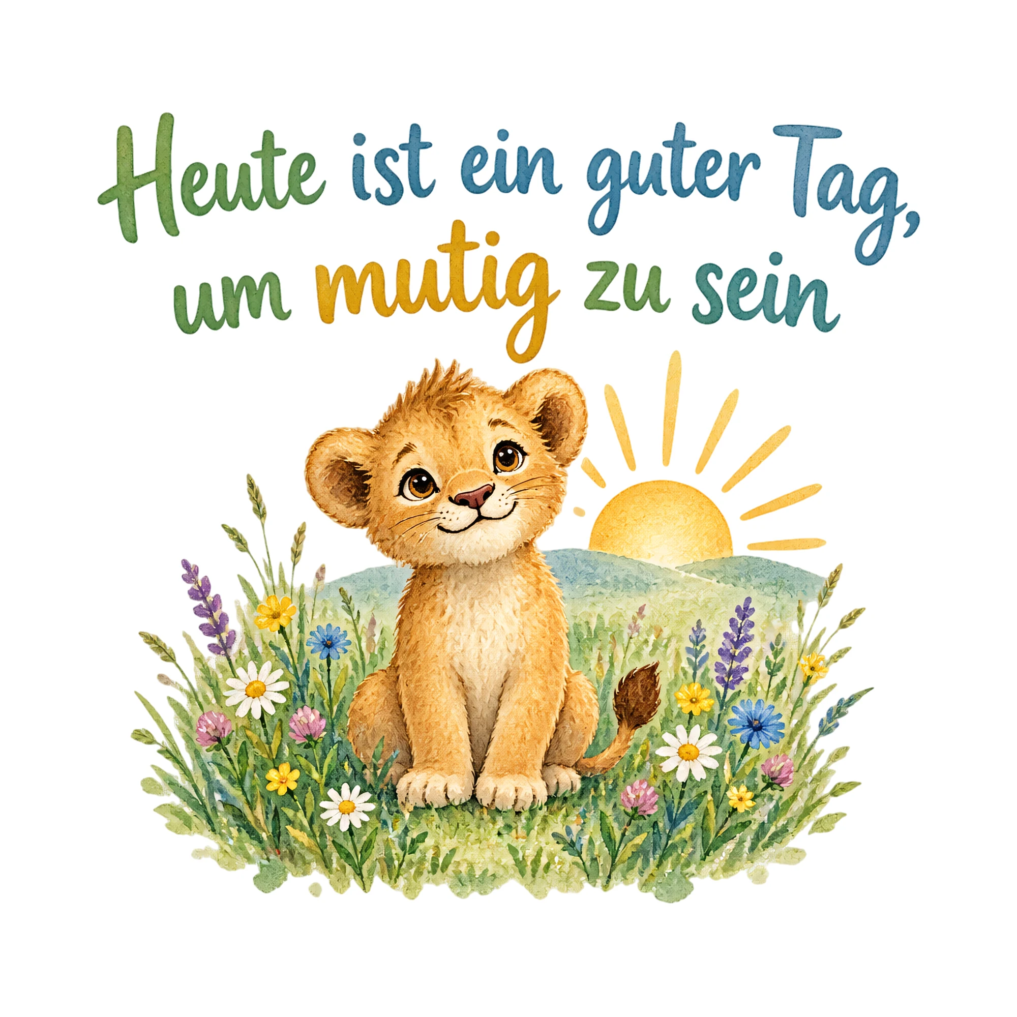 Bügelbild Heute ist ein guter Tag, um mutig zu sein als Grafik auf weißem Hintergrund (BB019737)