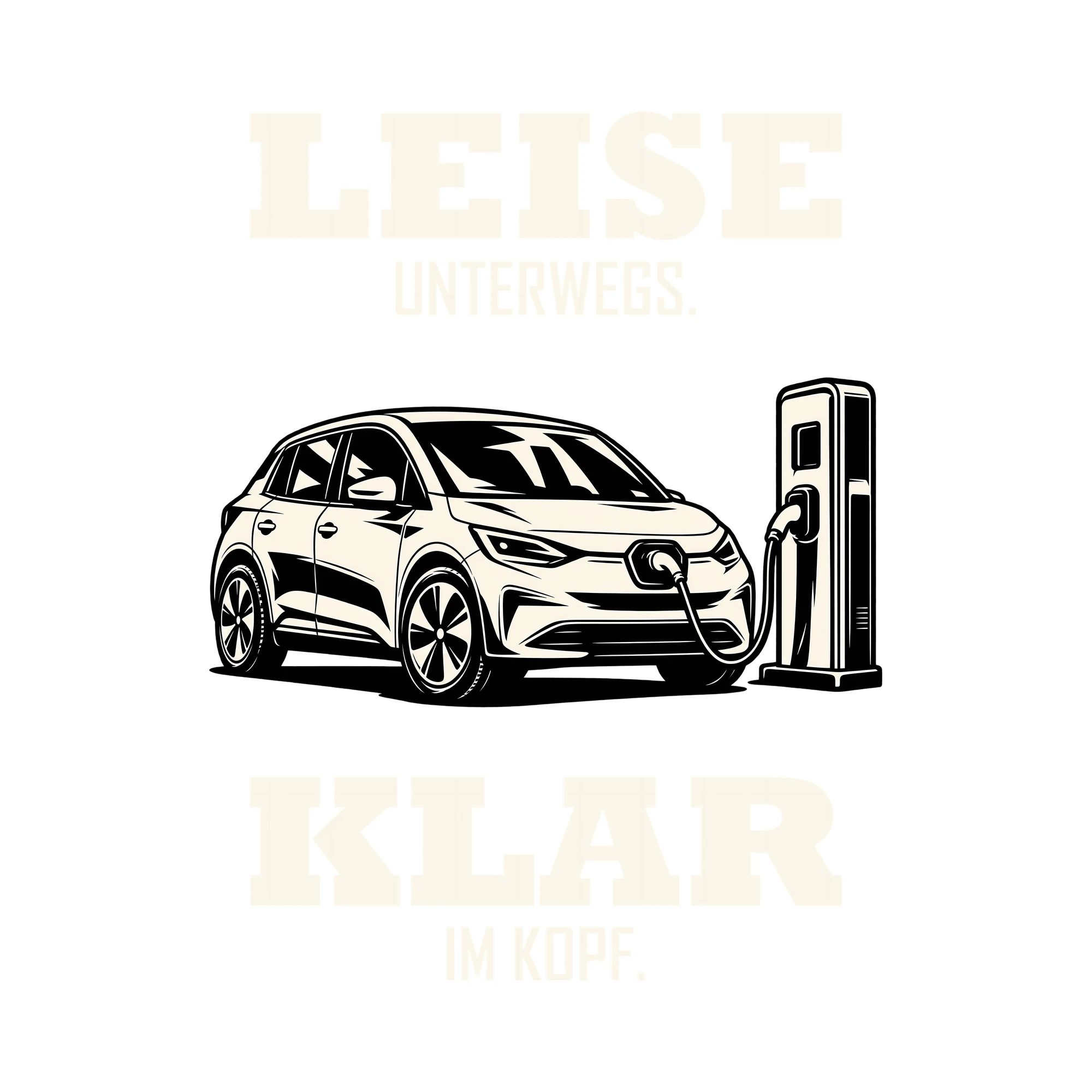 Bügelbild LEISE UNTERWEGS. KLAR IM KOPF. als Grafik auf weißem Hintergrund (BB012721)