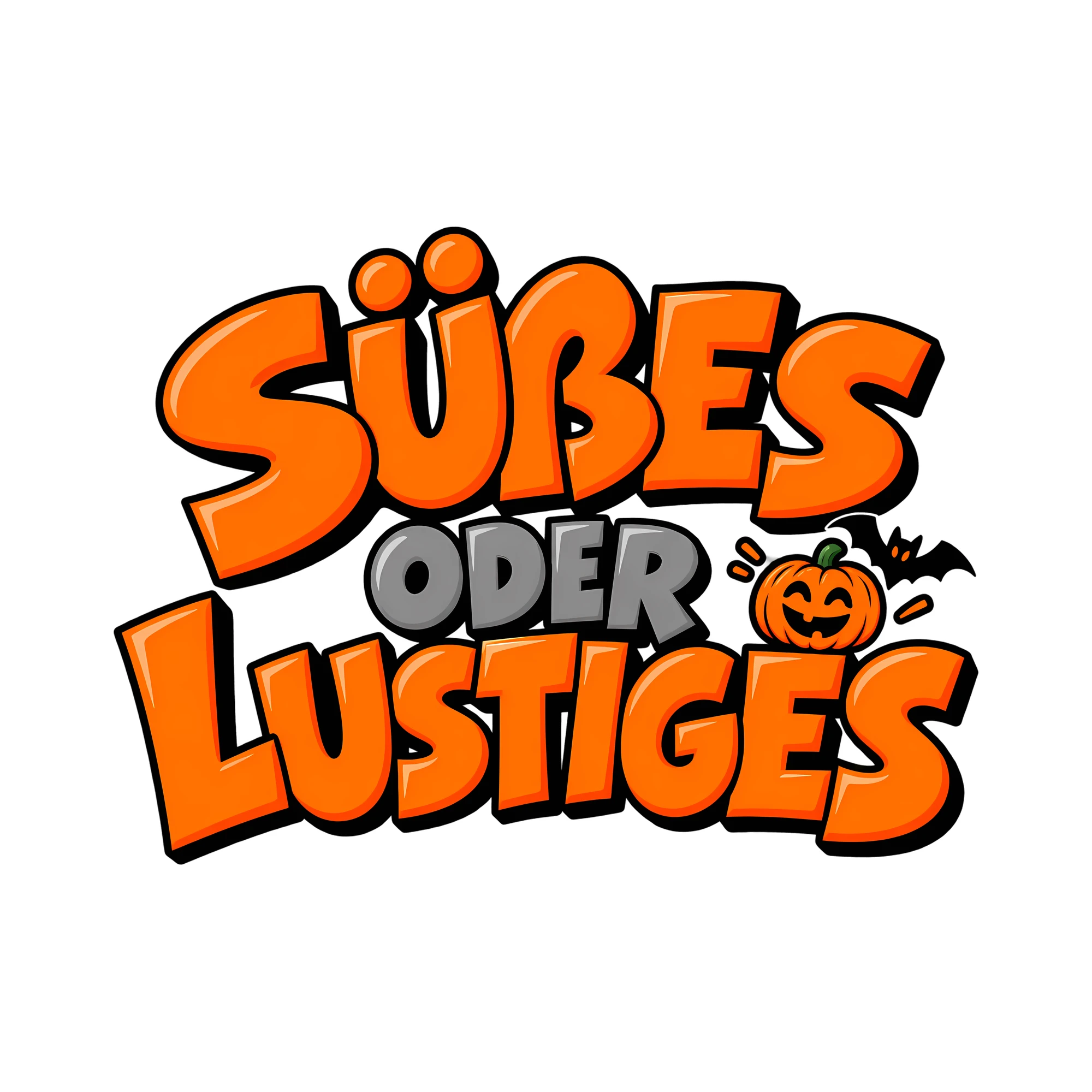 Bügelbild Süßes oder Lustiges als Grafik auf weißem Hintergrund (BB012618)