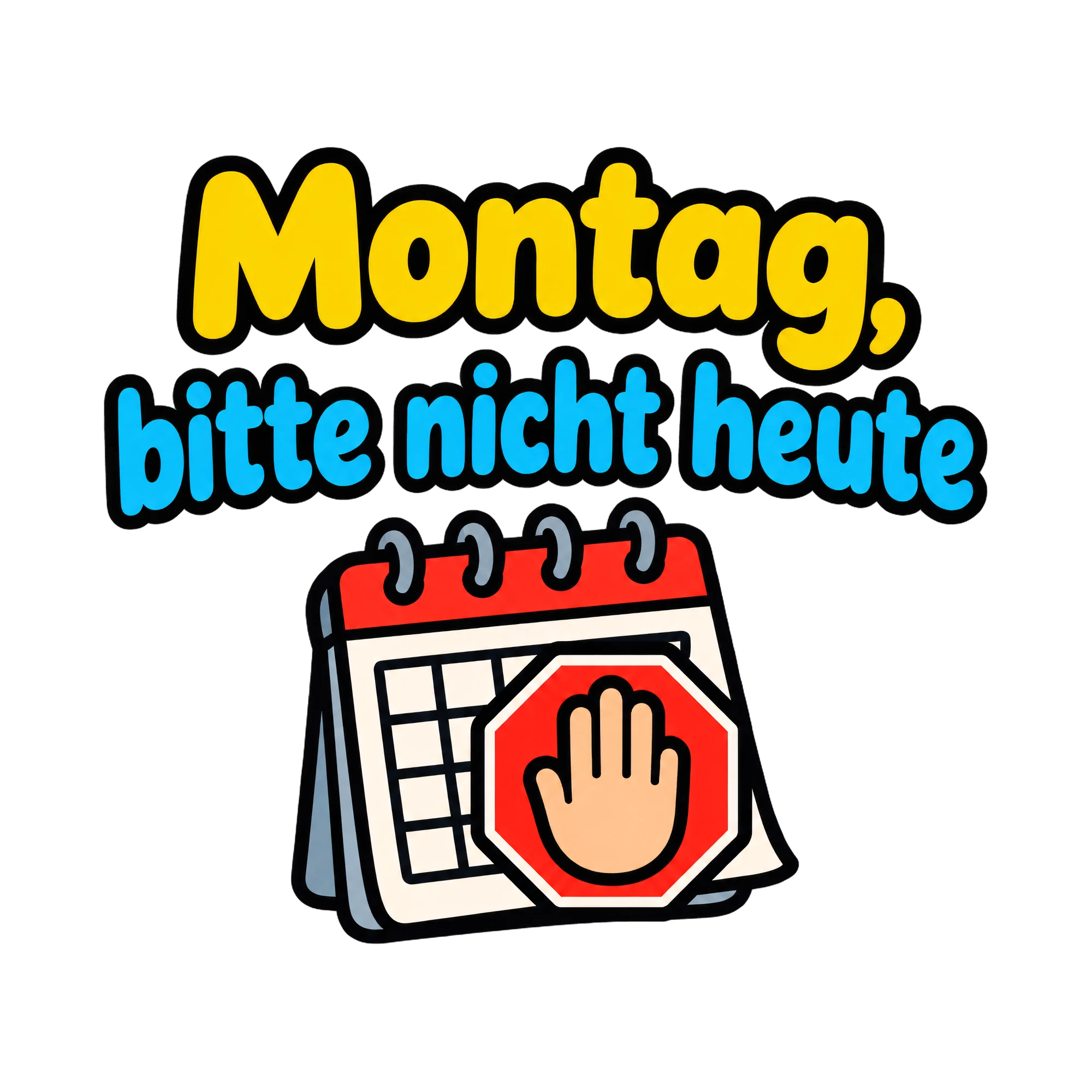 Bügelbild Montag, bitte nicht heute als Grafik auf weißem Hintergrund (BB019832)