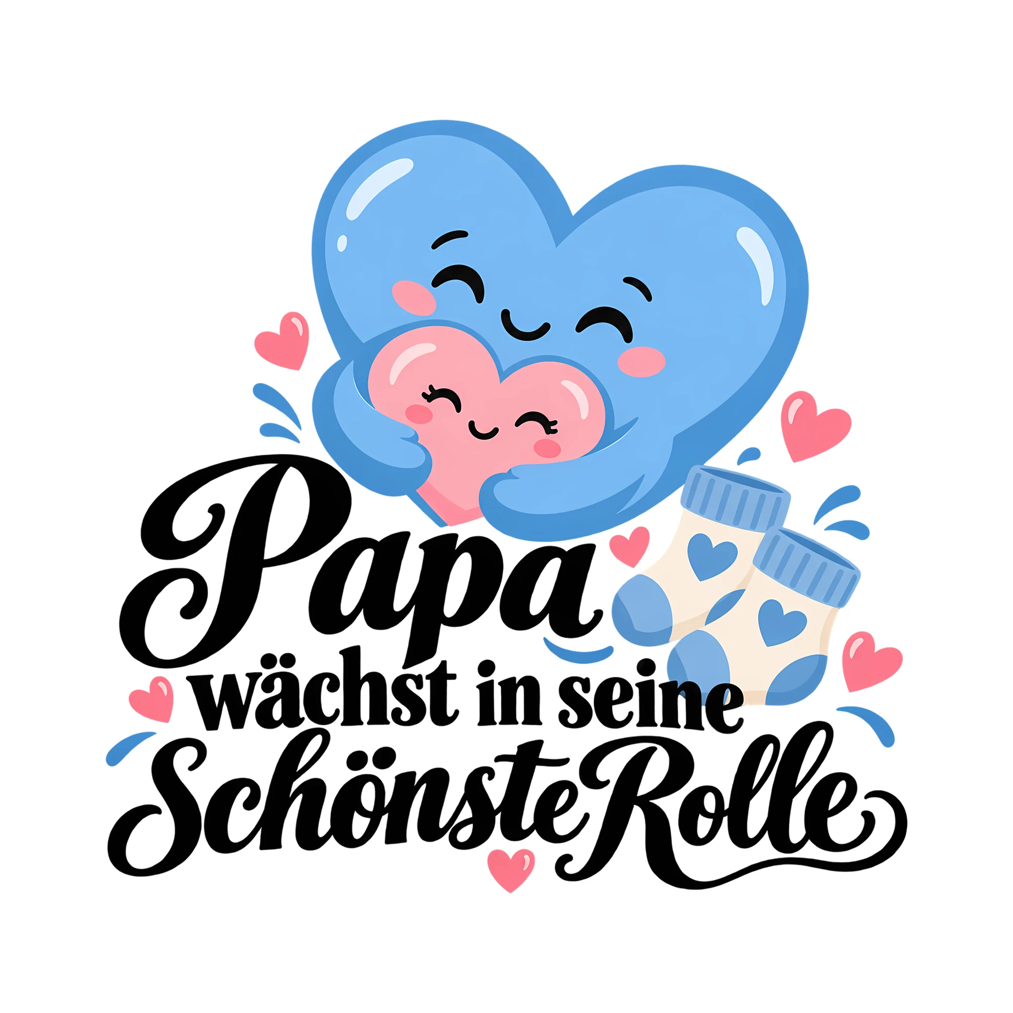 Bügelbild Papa wächst in seine schönste Rolle als Grafik auf weißem Hintergrund (BB012451)