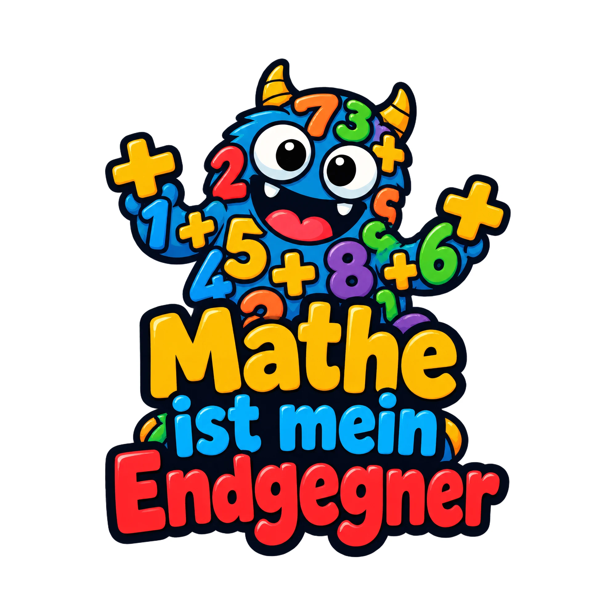 Bügelbild Mathe ist mein Endgegner, Lustiger Shirt Spruch als Grafik auf weißem Hintergrund (BB016760)