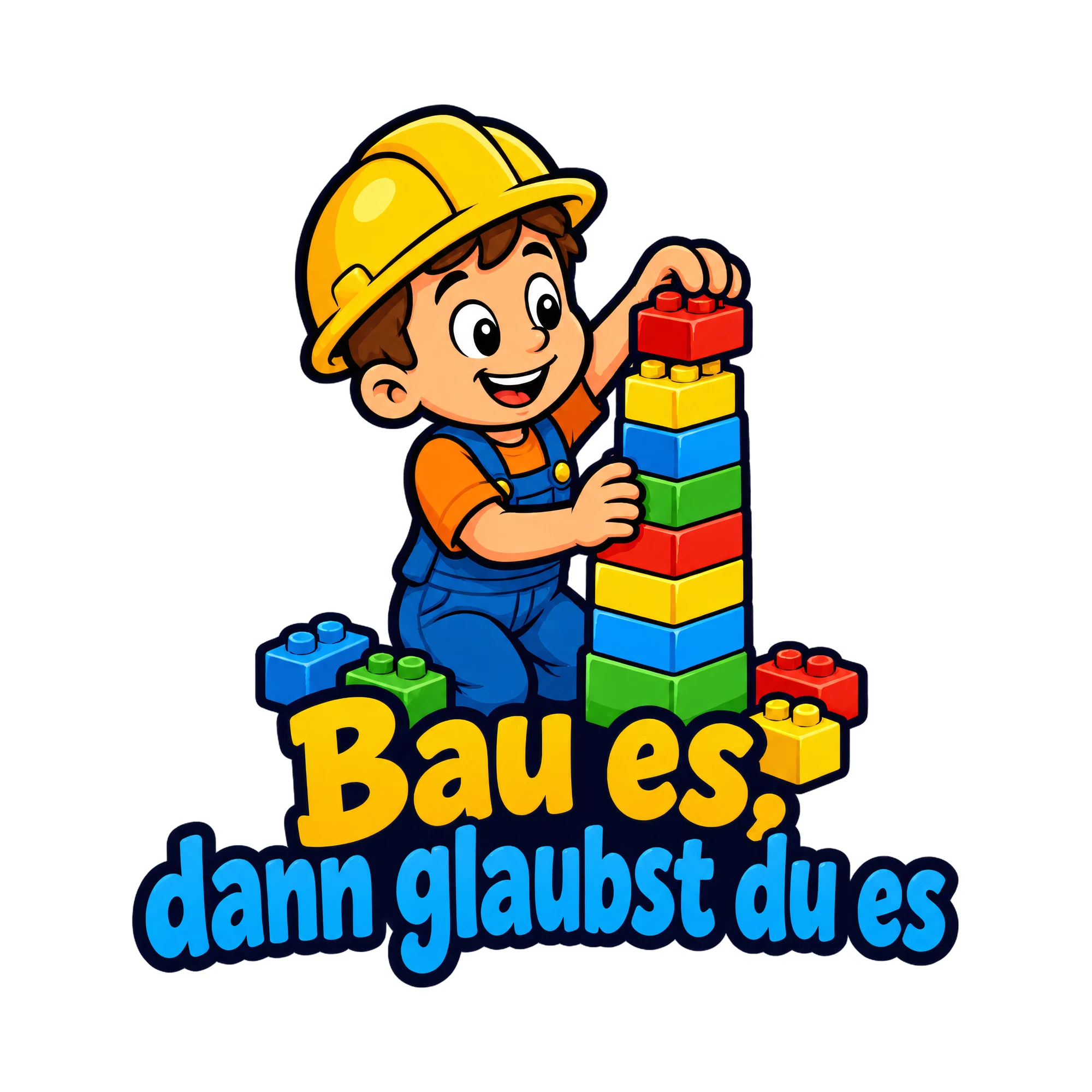 Bügelbild Bau es, dann glaubst du es als Grafik auf weißem Hintergrund (BB019356)