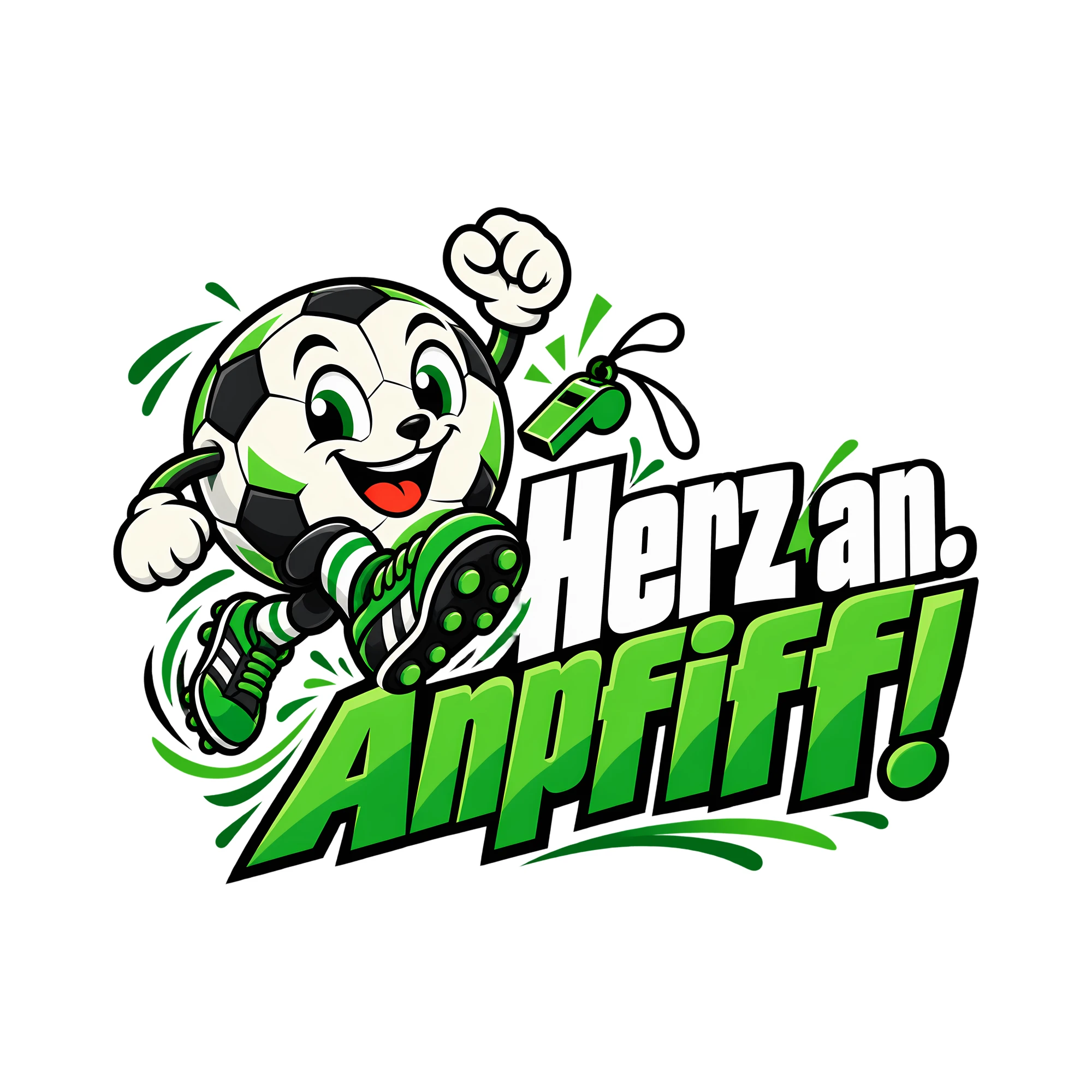Bügelbild Herz an. Anpfiff! als Grafik auf weißem Hintergrund (BB013771)