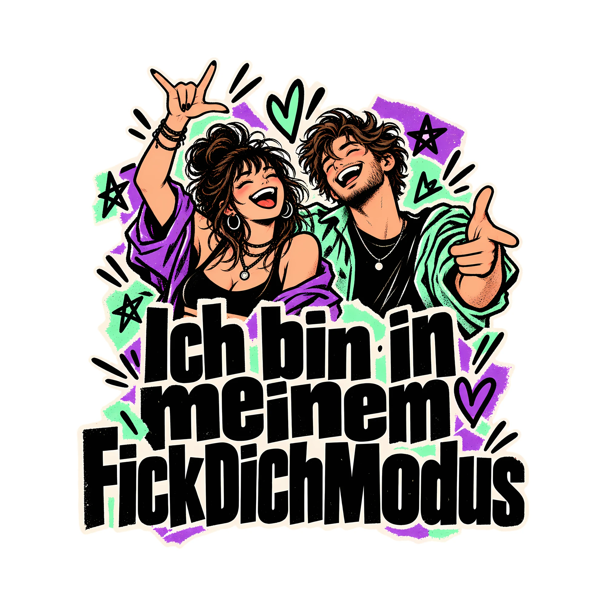 Bügelbild Ich bin in meinem F*ckDichModus, Lustiger Shirt Spruch als Grafik auf weißem Hintergrund (BB014674)