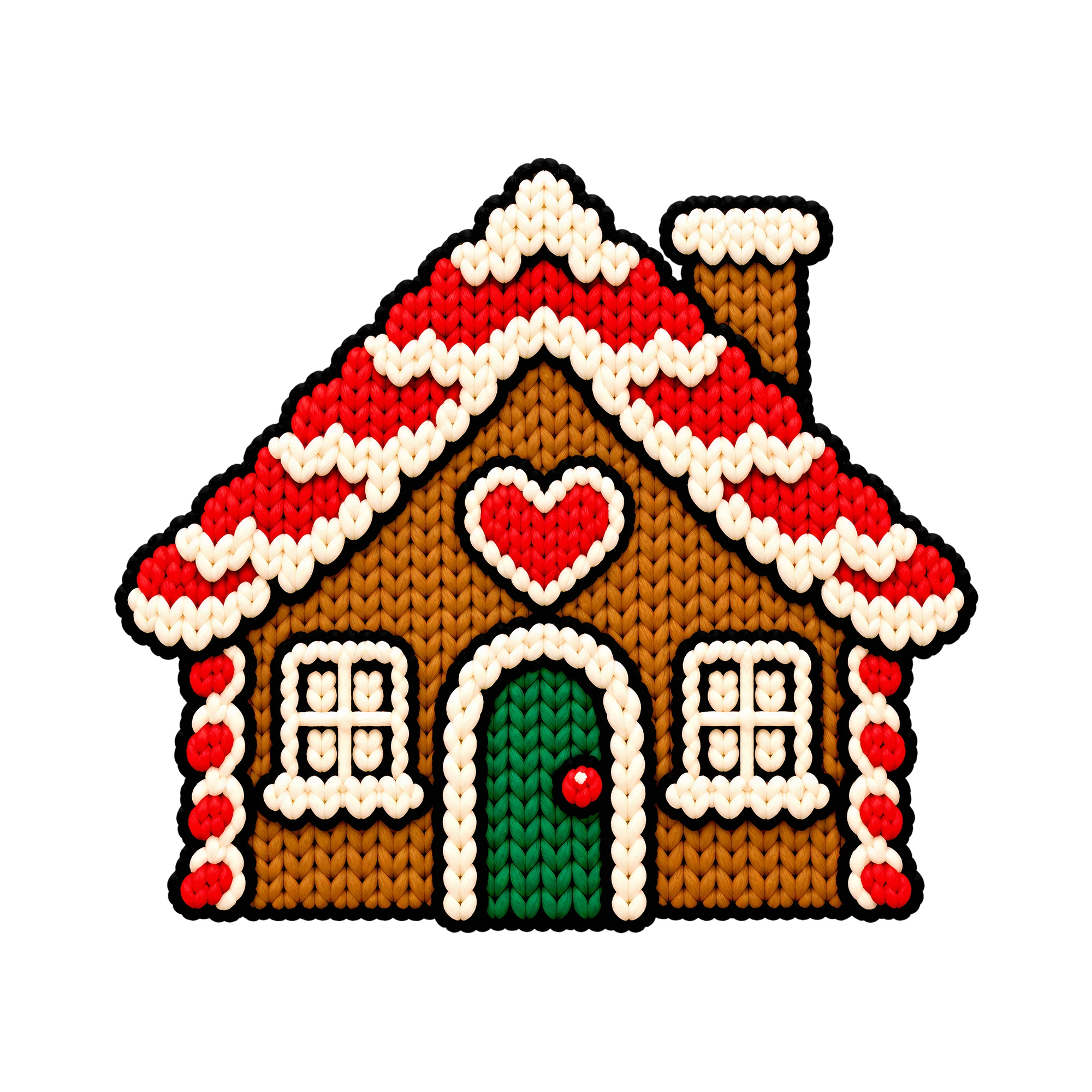 Bügelbild Lebkuchenhaus als Grafik auf weißem Hintergrund (BB011423)