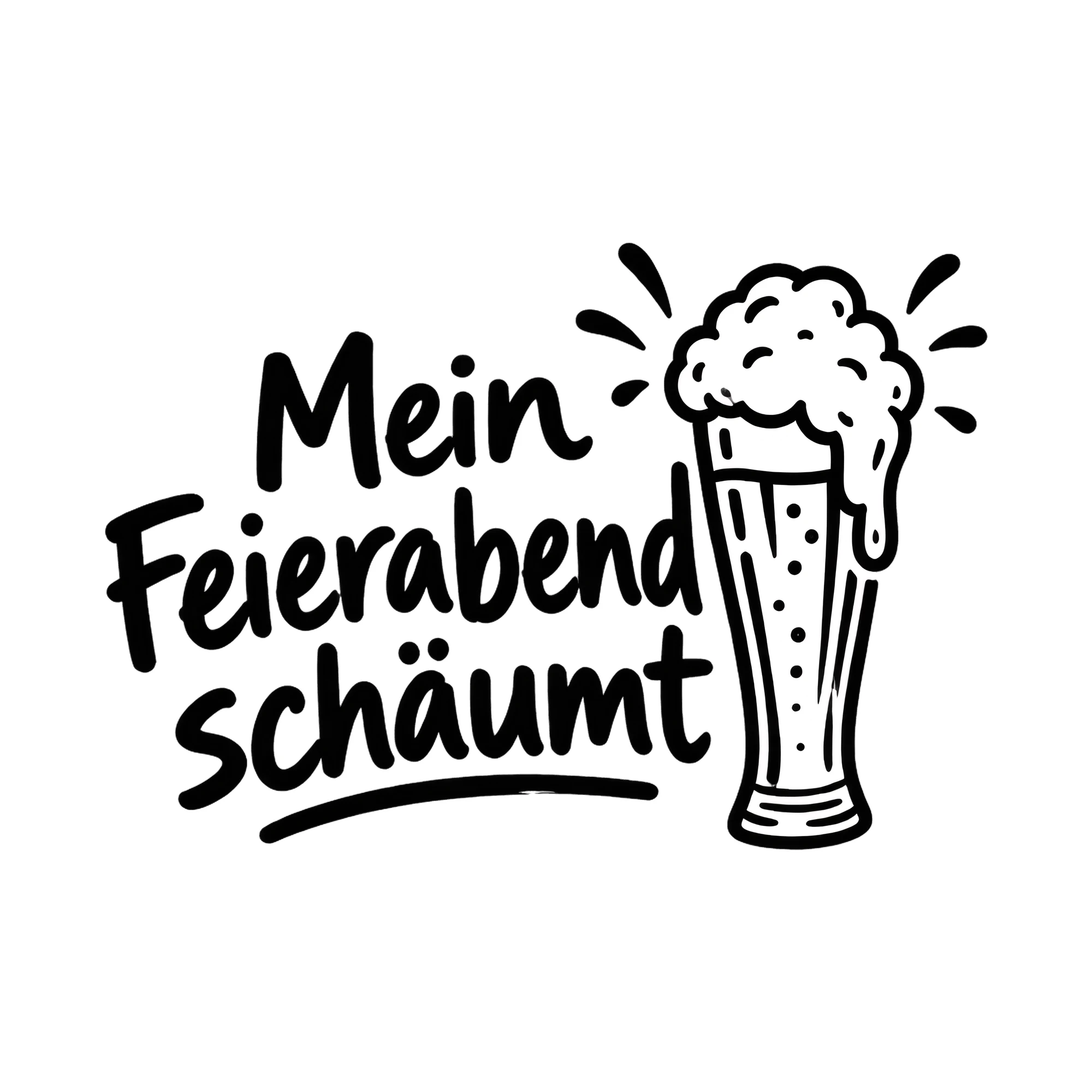 Bügelbild Mein Feierabend schäumt als Grafik auf weißem Hintergrund (BB011936)