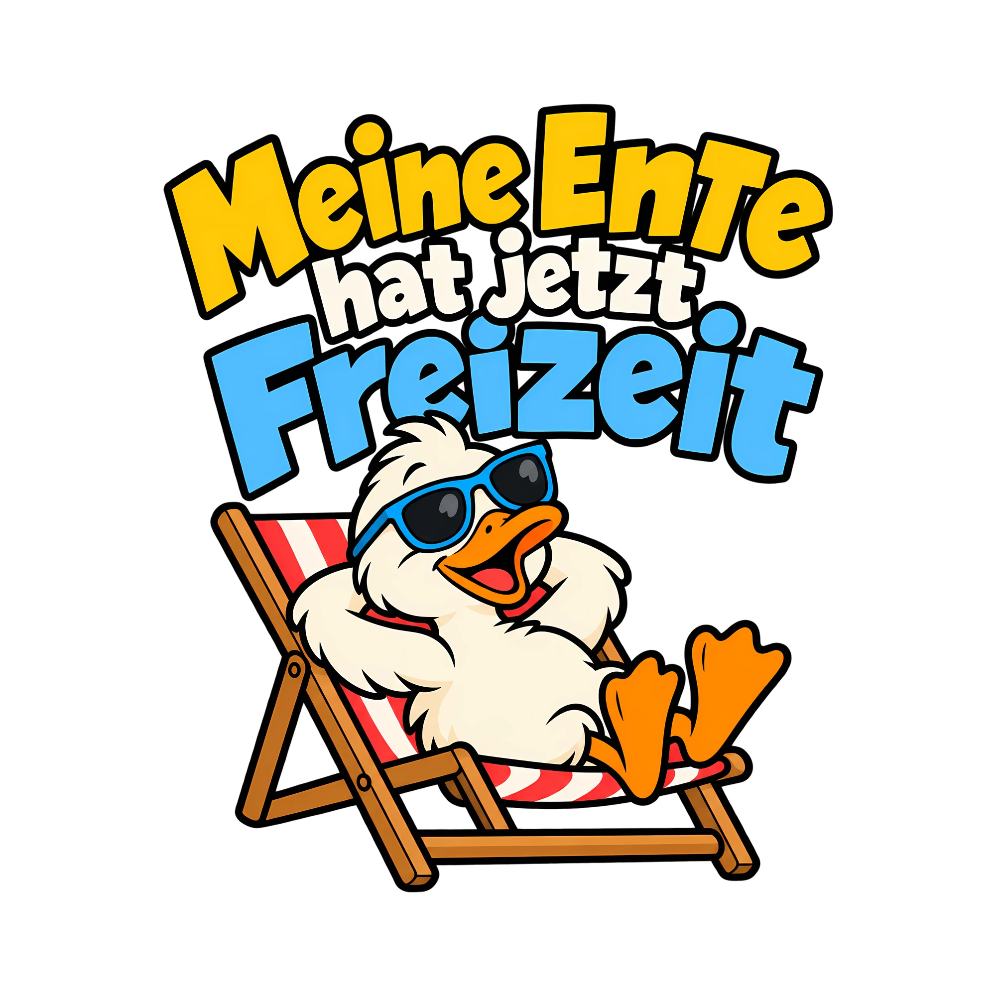 Bügelbild Meine Ente hat jetzt Freizeit als Grafik auf weißem Hintergrund (BB013023)
