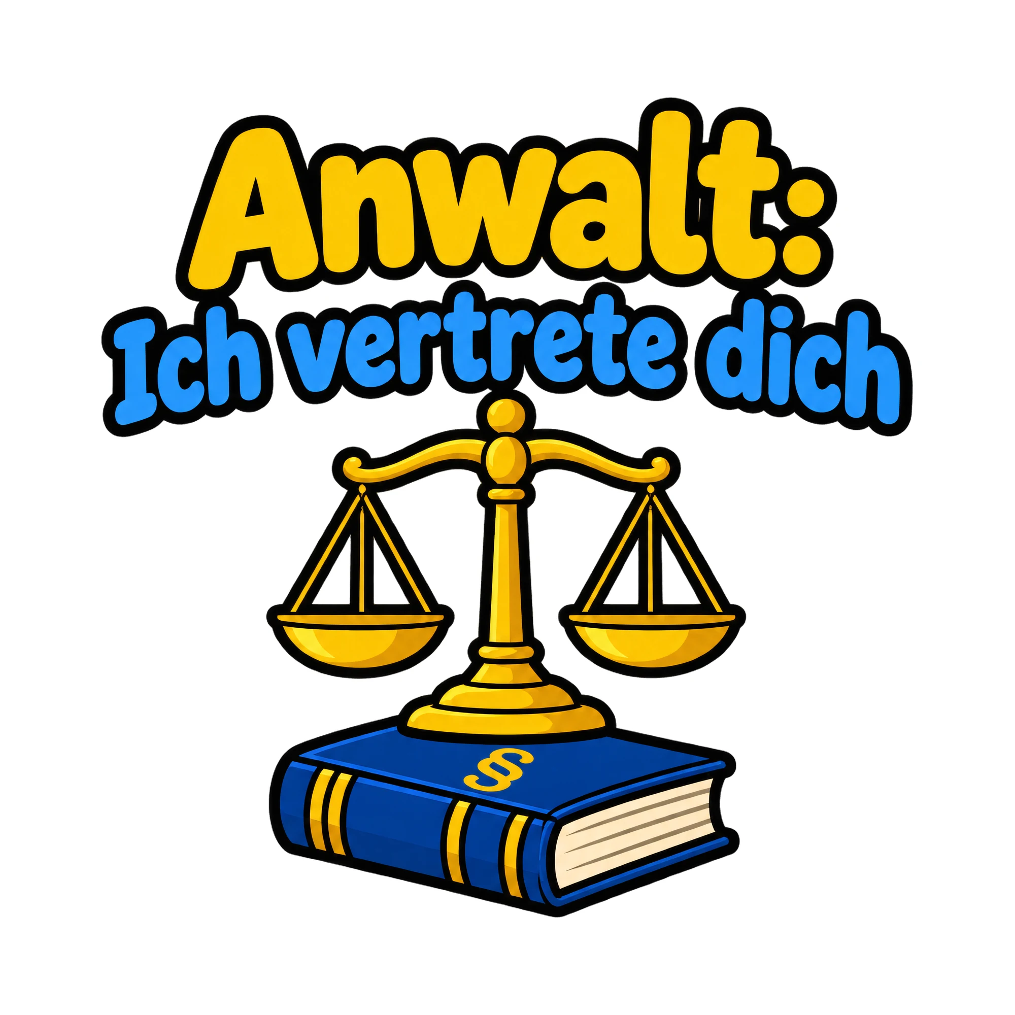 Bügelbild Anwalt: Ich vertrete dich als Grafik auf weißem Hintergrund (BB018641)