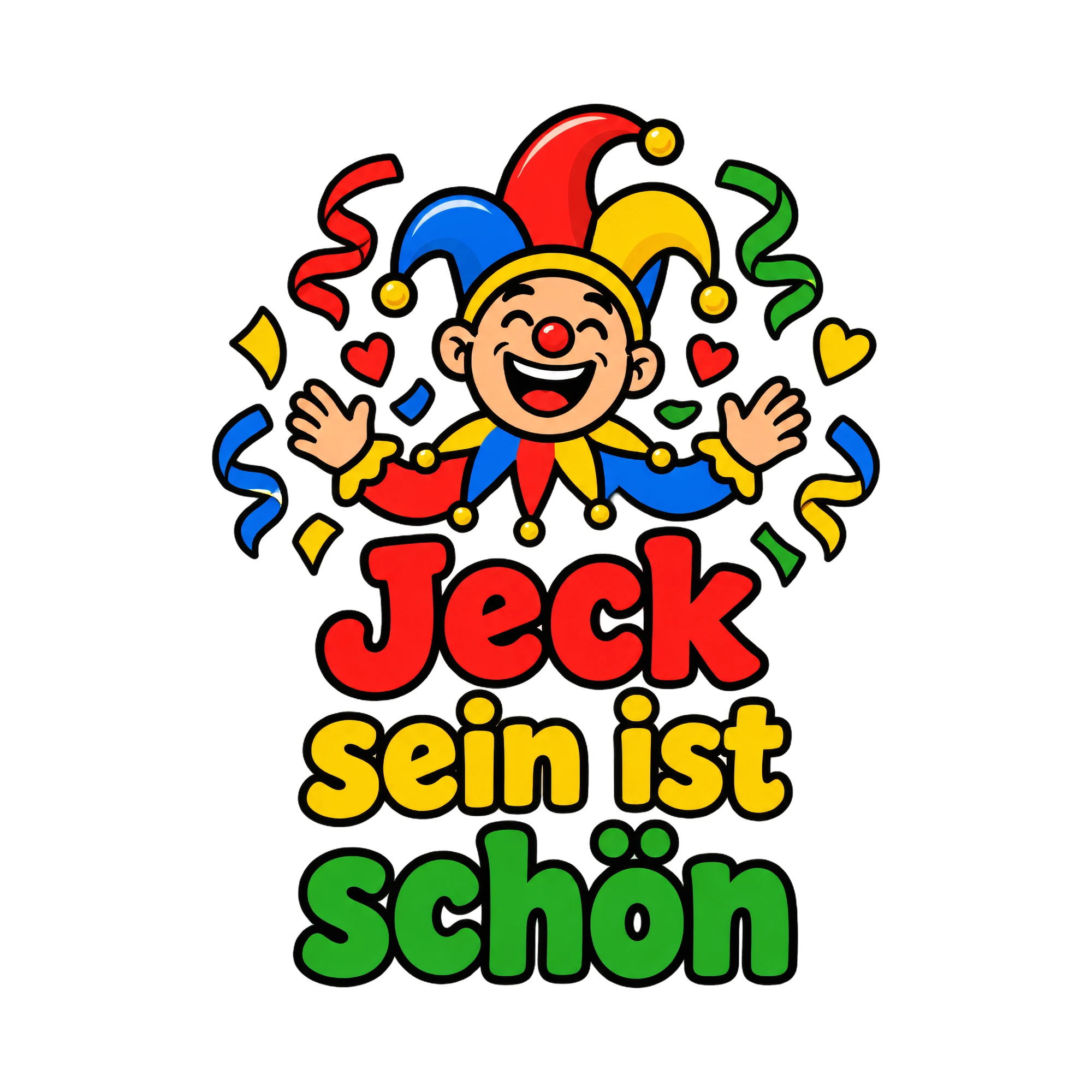 Bügelbild Jeck sein ist schön, Vereine Shirt Spruch als Grafik auf weißem Hintergrund (BB020456)