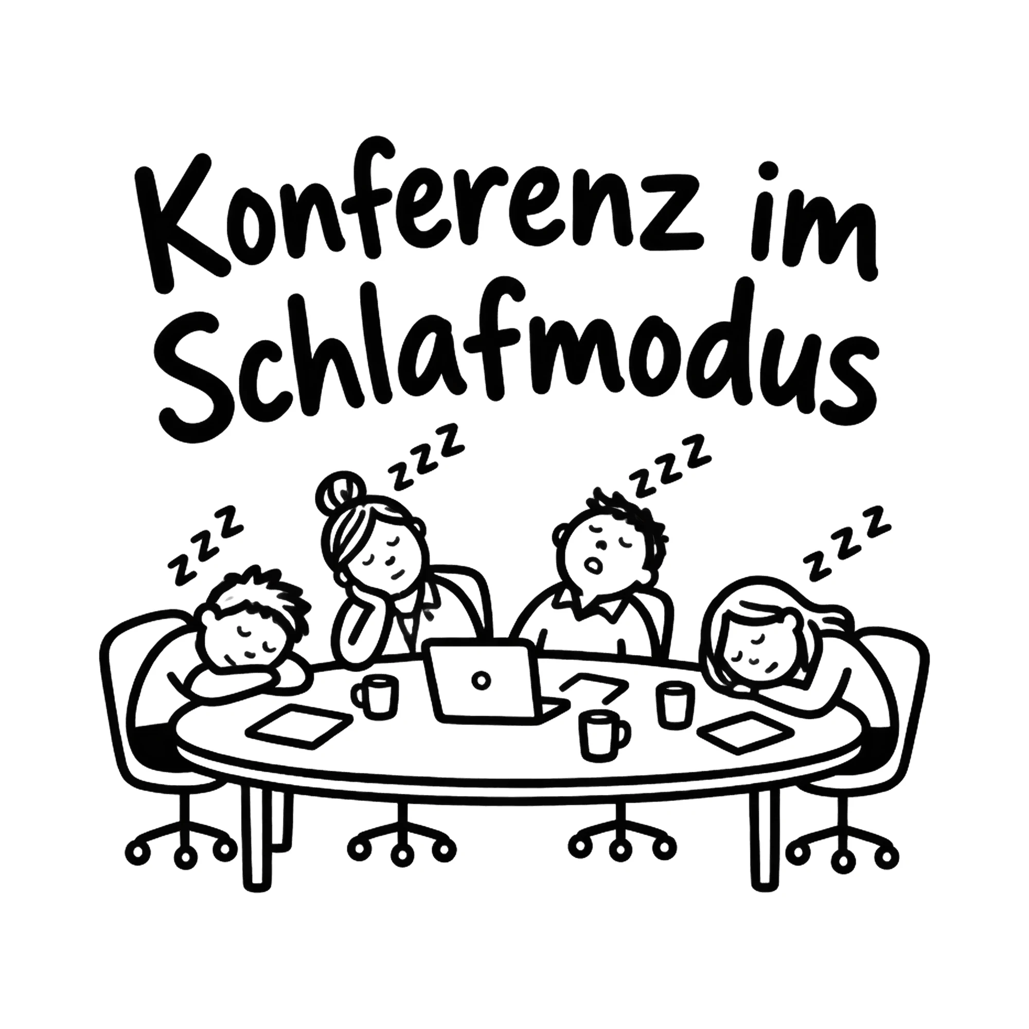 Bügelbild Konferenz im Schlafmodus, Beruf Shirt Spruch als Grafik auf weißem Hintergrund (BB020245)