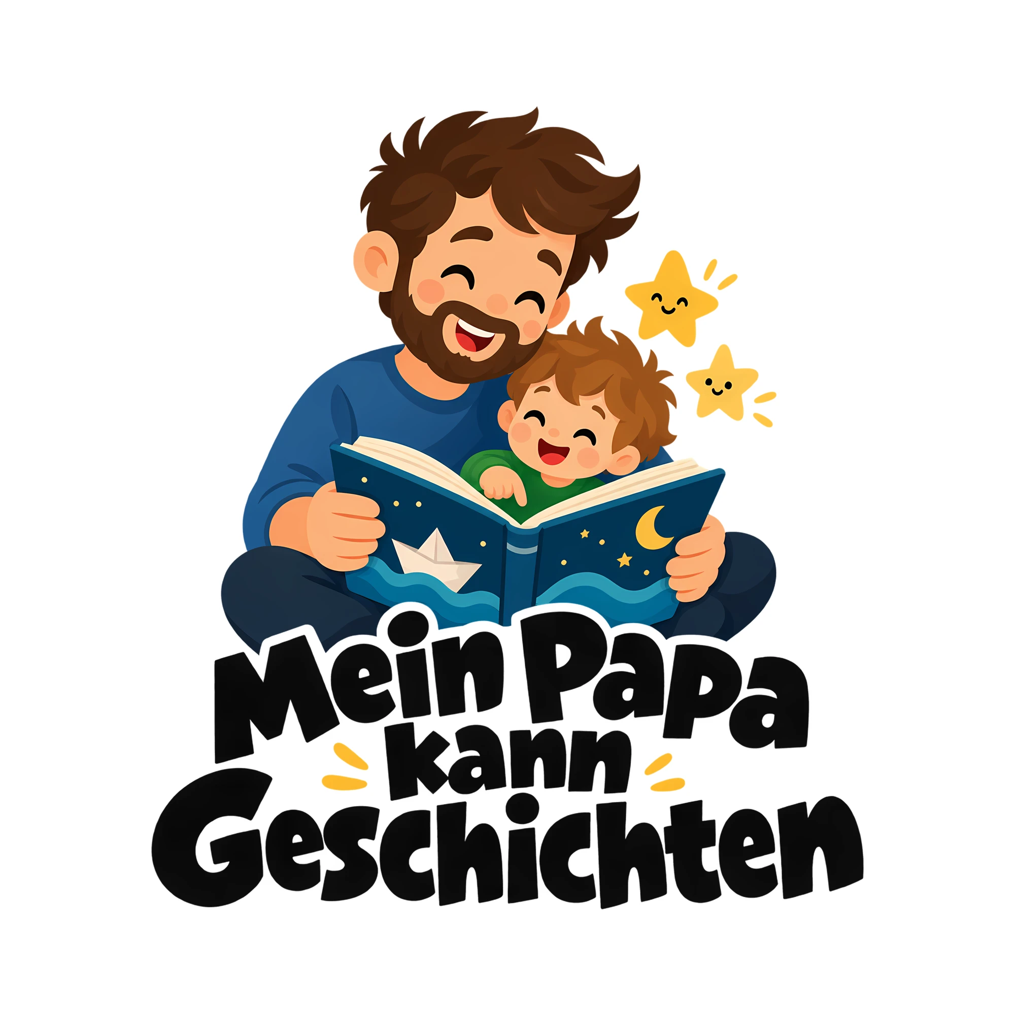 Bügelbild Mein Papa kann Geschichten als Grafik auf weißem Hintergrund (BB012458)