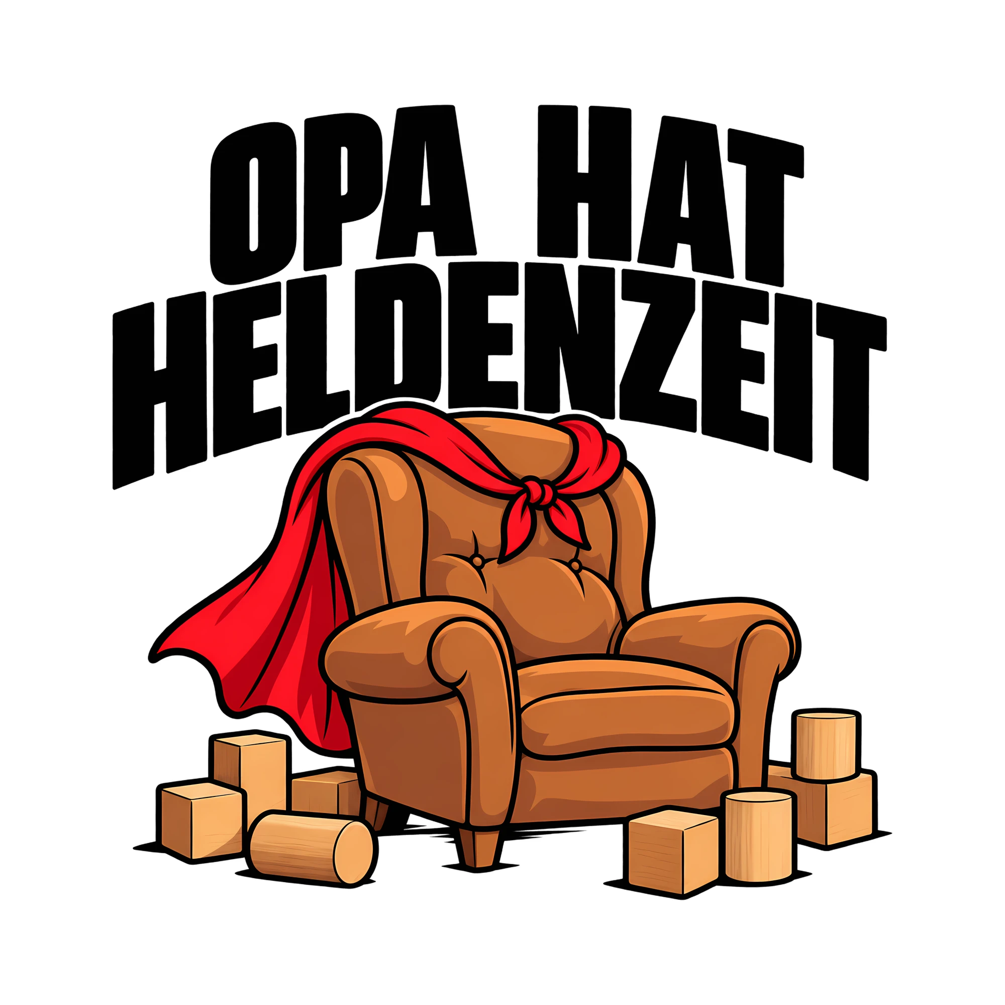 Bügelbild OPA HAT HELDENZEIT als Grafik auf weißem Hintergrund (BB012504)