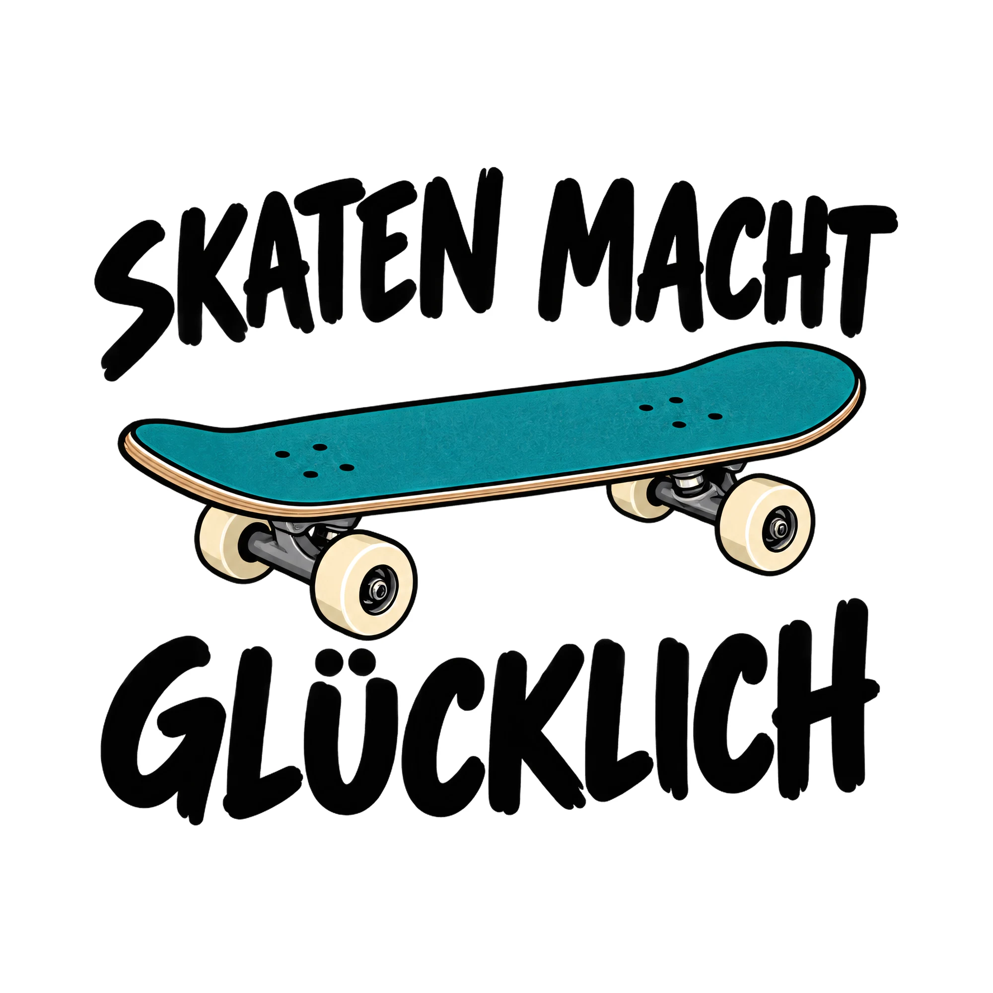 Bügelbild Skaten macht glücklich, Sport Shirt Spruch als Grafik auf weißem Hintergrund (BB017116)