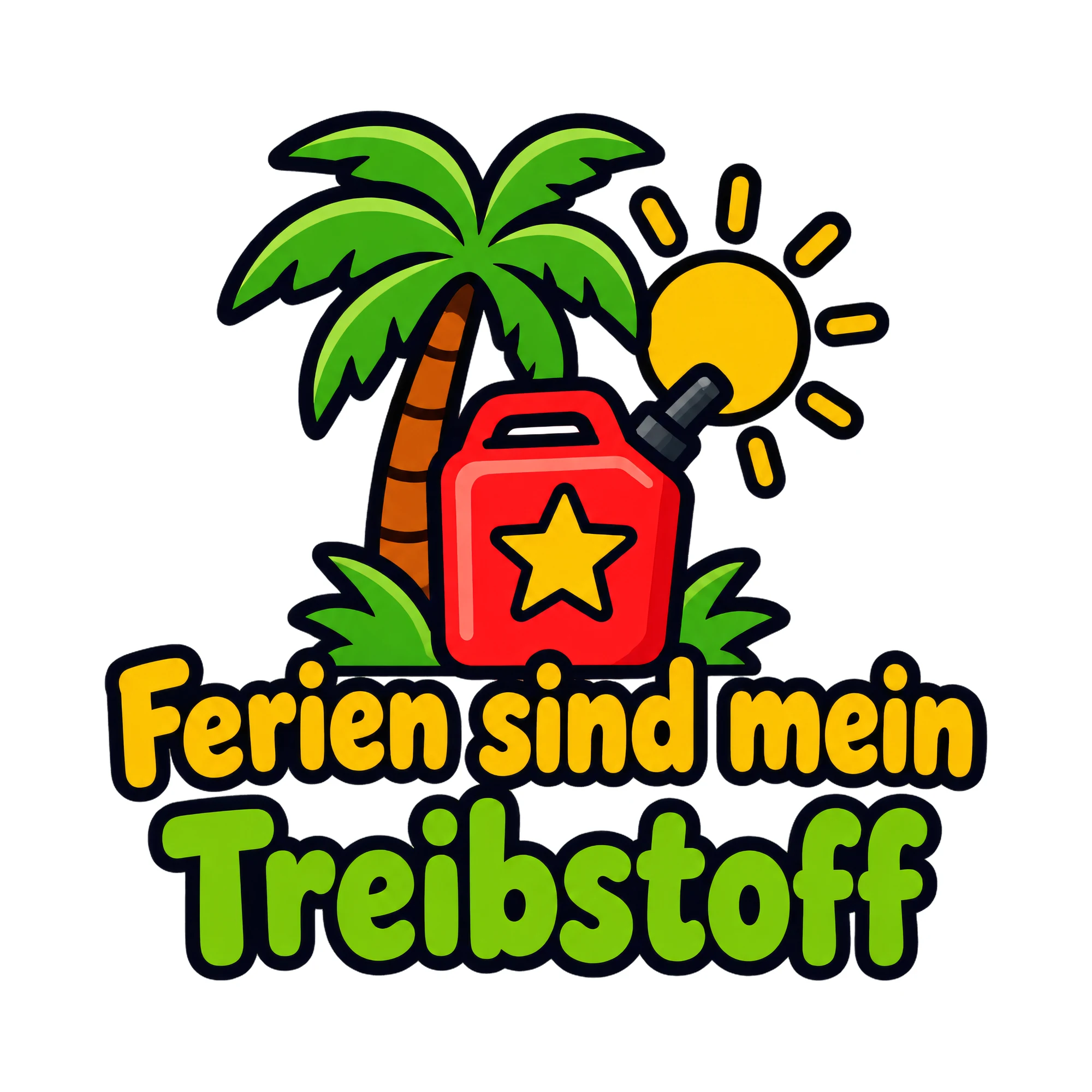 Bügelbild Ferien sind mein Treibstoff als Grafik auf weißem Hintergrund (BB020335)
