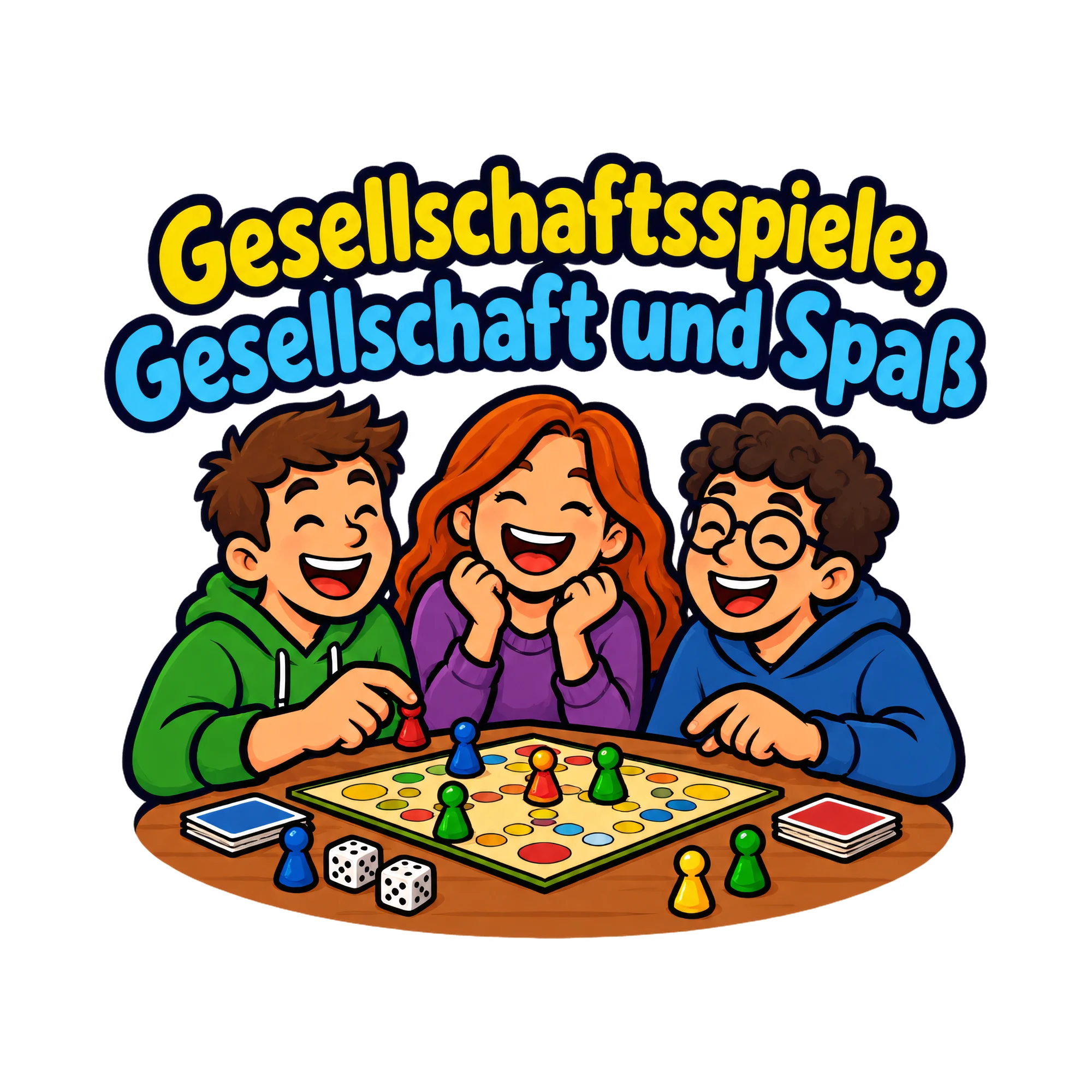 Bügelbild Gesellschaftsspiele, Gesellschaft und Spaß als Grafik auf weißem Hintergrund (BB019371)