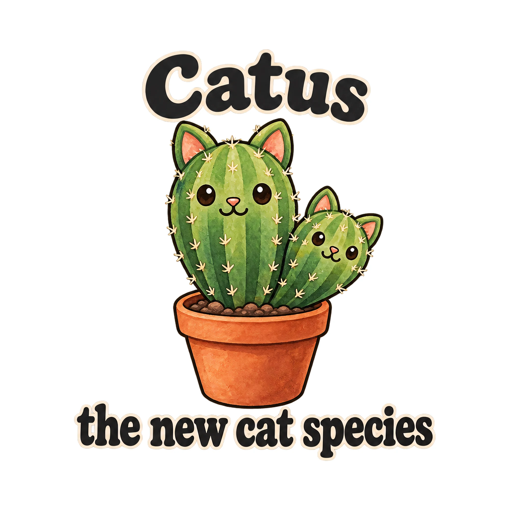 Bügelbild Catus the new cat species, Tiere Shirt Spruch als Grafik auf weißem Hintergrund (BB017678)