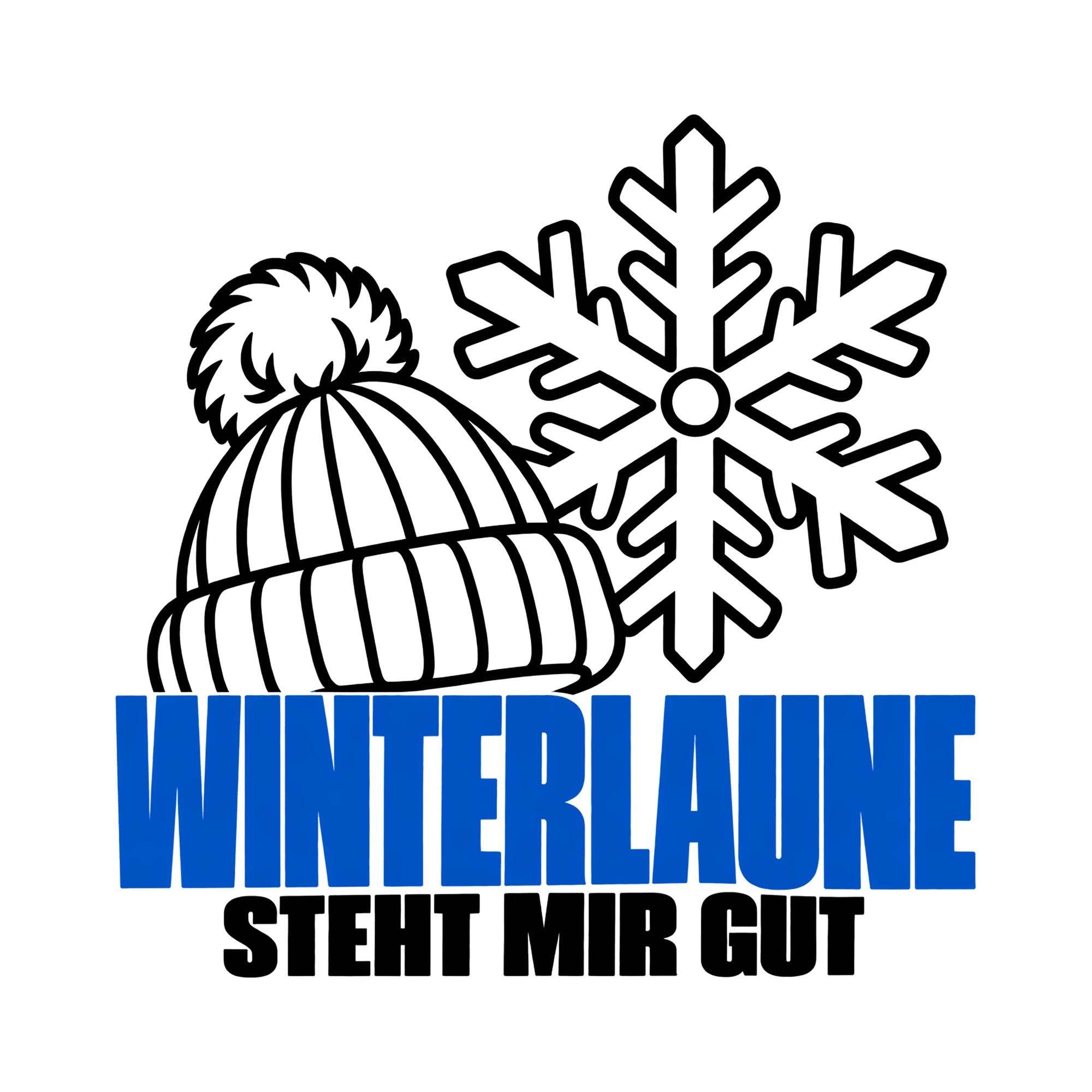 Bügelbild Winterlaune steht mir gut als Grafik auf weißem Hintergrund (BB014511)