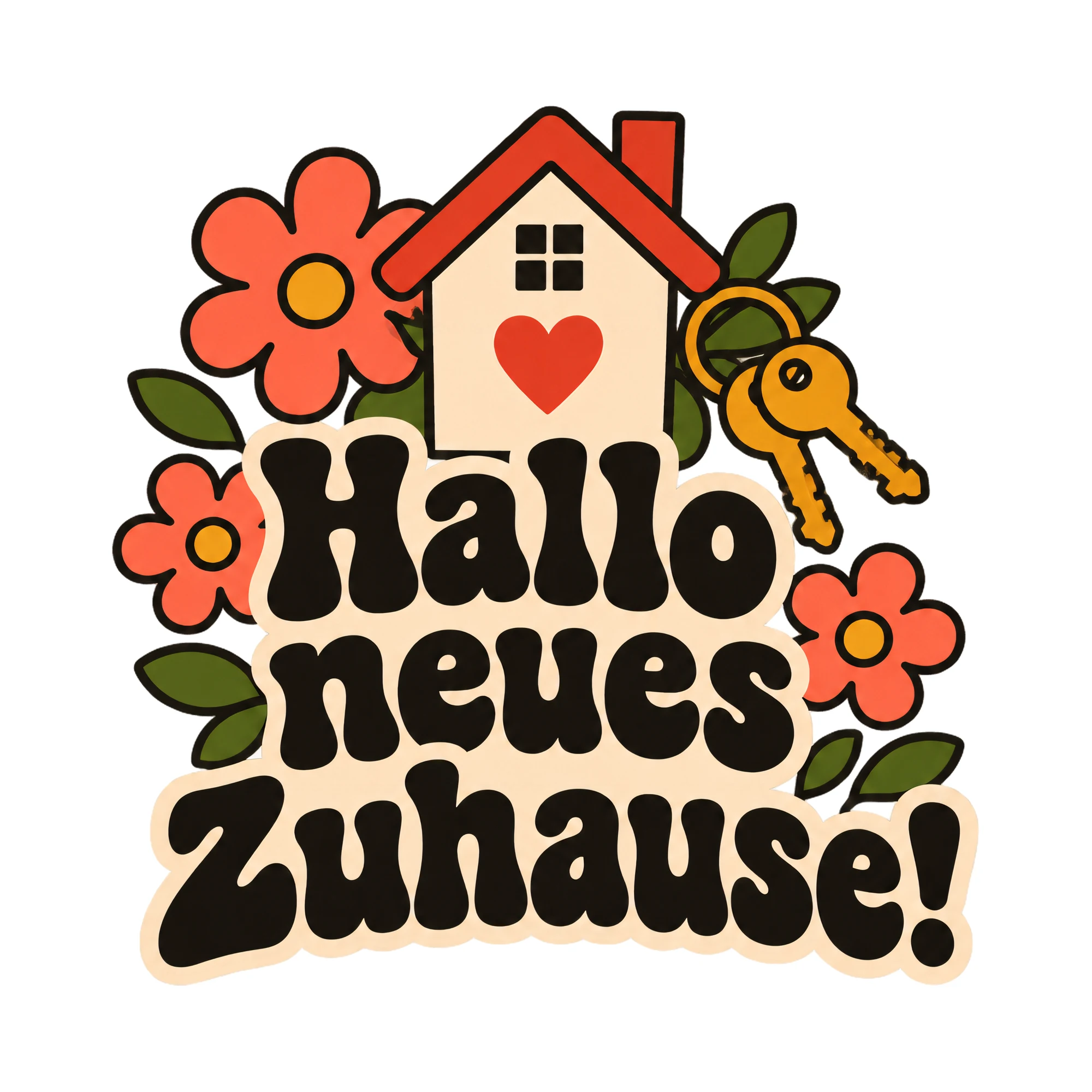 Bügelbild Neues Lieblingshaus! als Grafik auf weißem Hintergrund (BB013395)