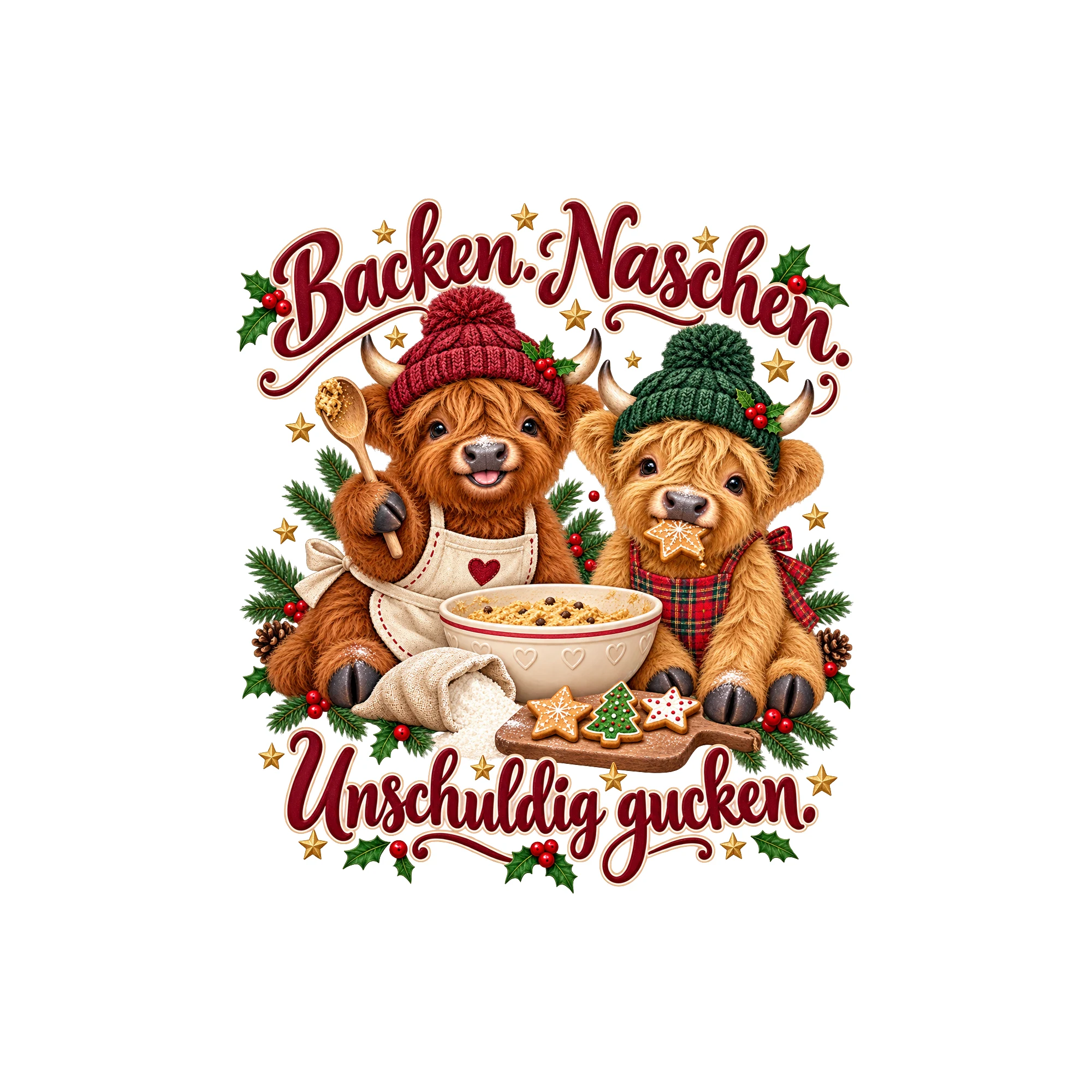 Bügelbild Backen. Naschen. Unschuldig gucken. als Grafik auf weißem Hintergrund (BB011348)